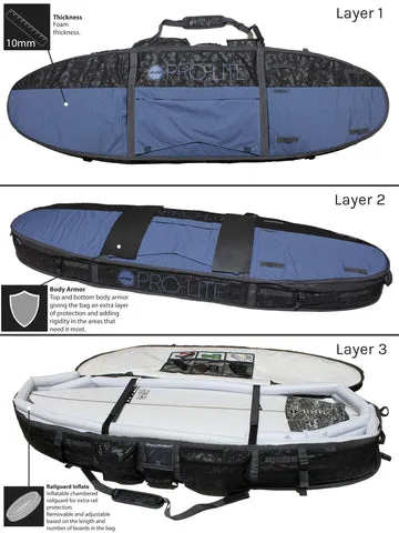 Pro-Lite Armored Coffin (2-3 Boards) Boardbag-Brushed Blue/Black
