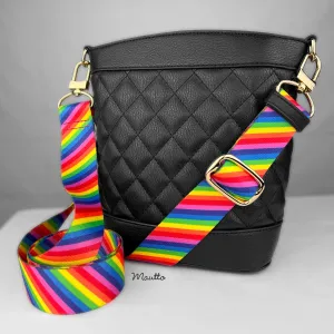 Rainbow Purse Strap - 1.5" Wide Nylon - Adjustable Shoulder to Crossbody Length - Choose Connector Style & Finish