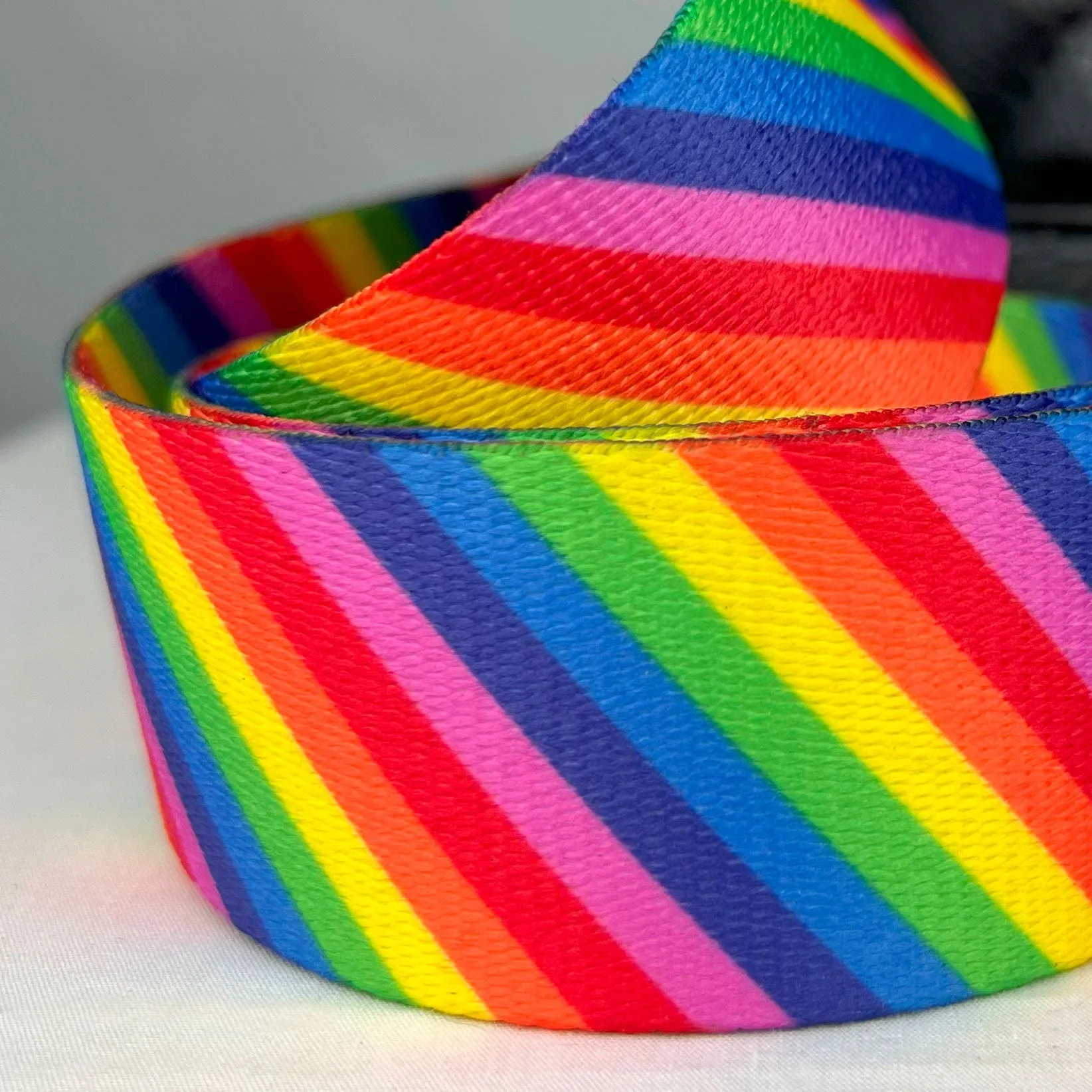 Rainbow Purse Strap - 1.5" Wide Nylon - Adjustable Shoulder to Crossbody Length - Choose Connector Style & Finish