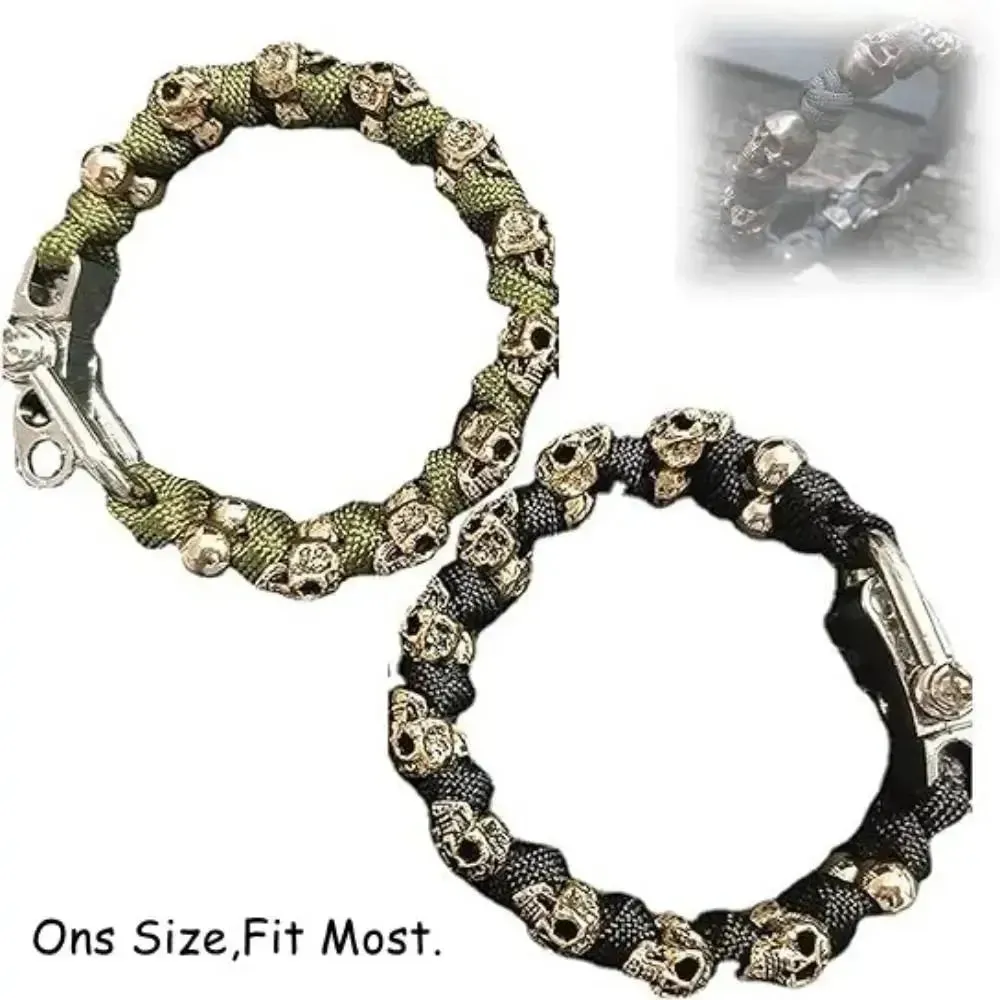 Rebel Skull Woven Bracelet - Bold Hip-Hop Fashion for Men