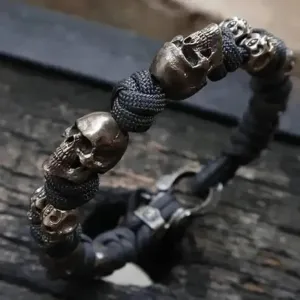 Rebel Skull Woven Bracelet - Bold Hip-Hop Fashion for Men