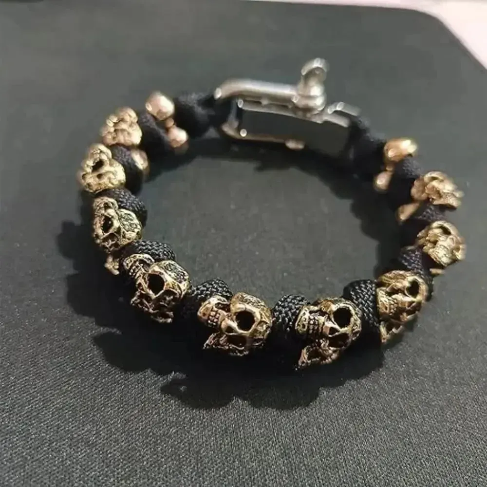 Rebel Skull Woven Bracelet - Bold Hip-Hop Fashion for Men