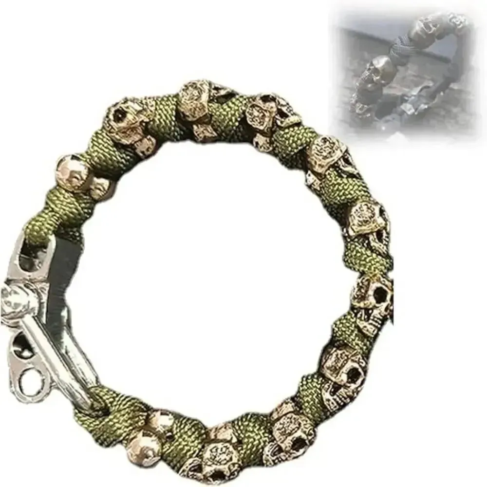 Rebel Skull Woven Bracelet - Bold Hip-Hop Fashion for Men