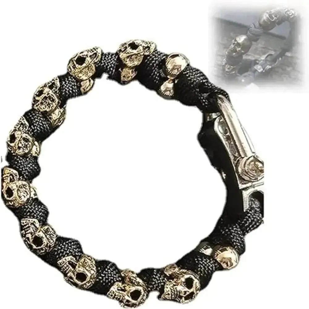 Rebel Skull Woven Bracelet - Bold Hip-Hop Fashion for Men