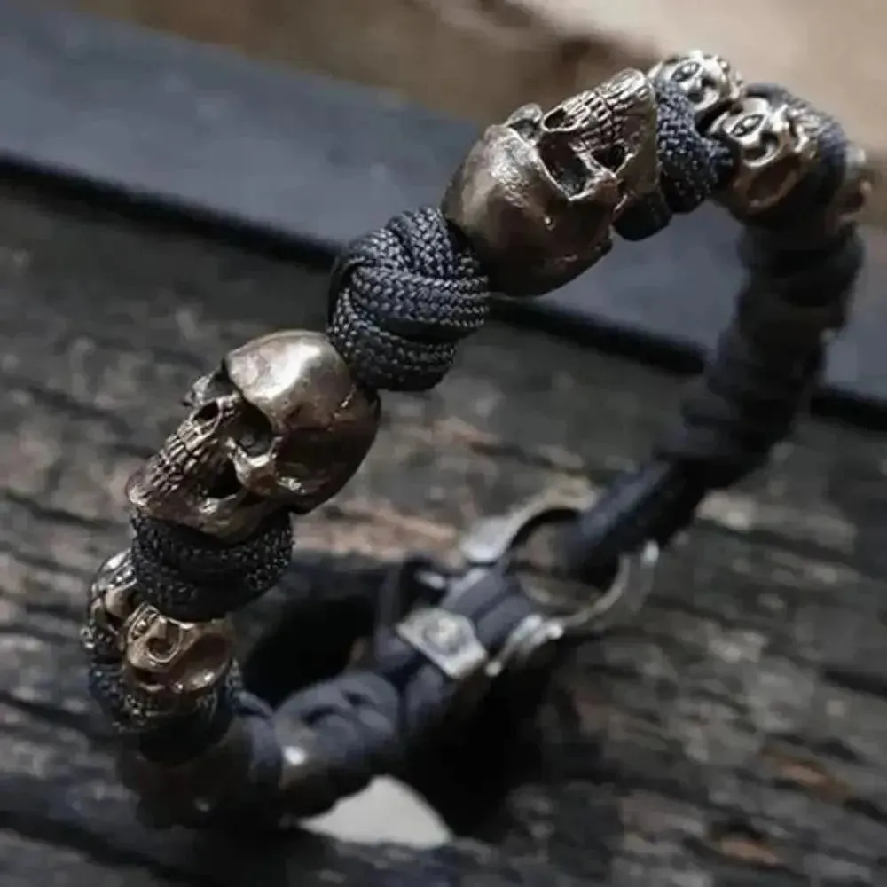 Rebel Skull Woven Bracelet - Bold Hip-Hop Fashion for Men