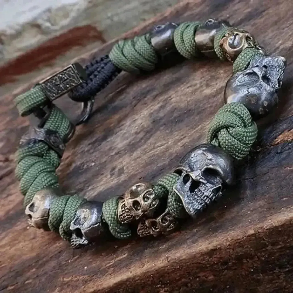 Rebel Skull Woven Bracelet - Bold Hip-Hop Fashion for Men