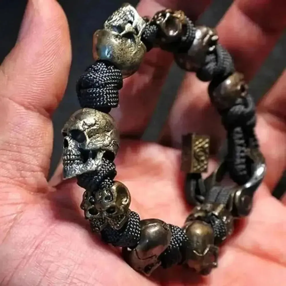Rebel Skull Woven Bracelet - Bold Hip-Hop Fashion for Men