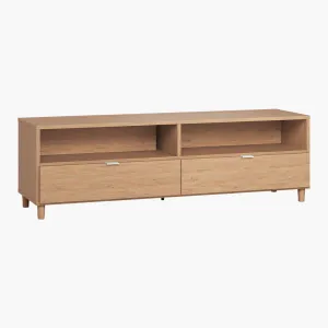 Simple TV Cabinet with Functional Slat - Oak