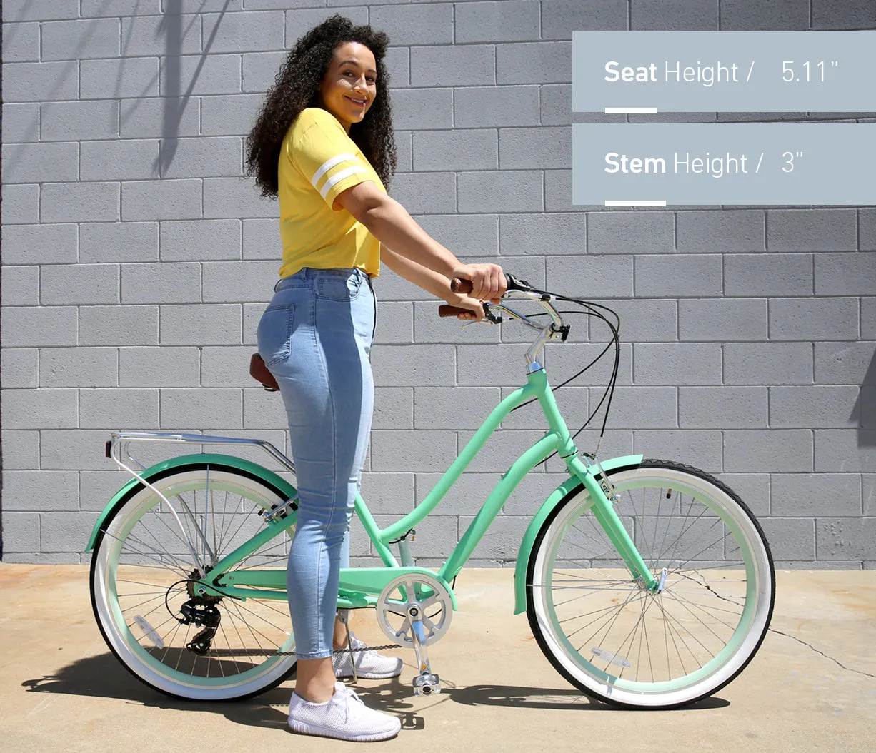 sixthreezero EVRYjourney Deluxe Women's 26" 7-Speed Touring Hybrid Bicycle w/ Integrated Lock, Basket, Light