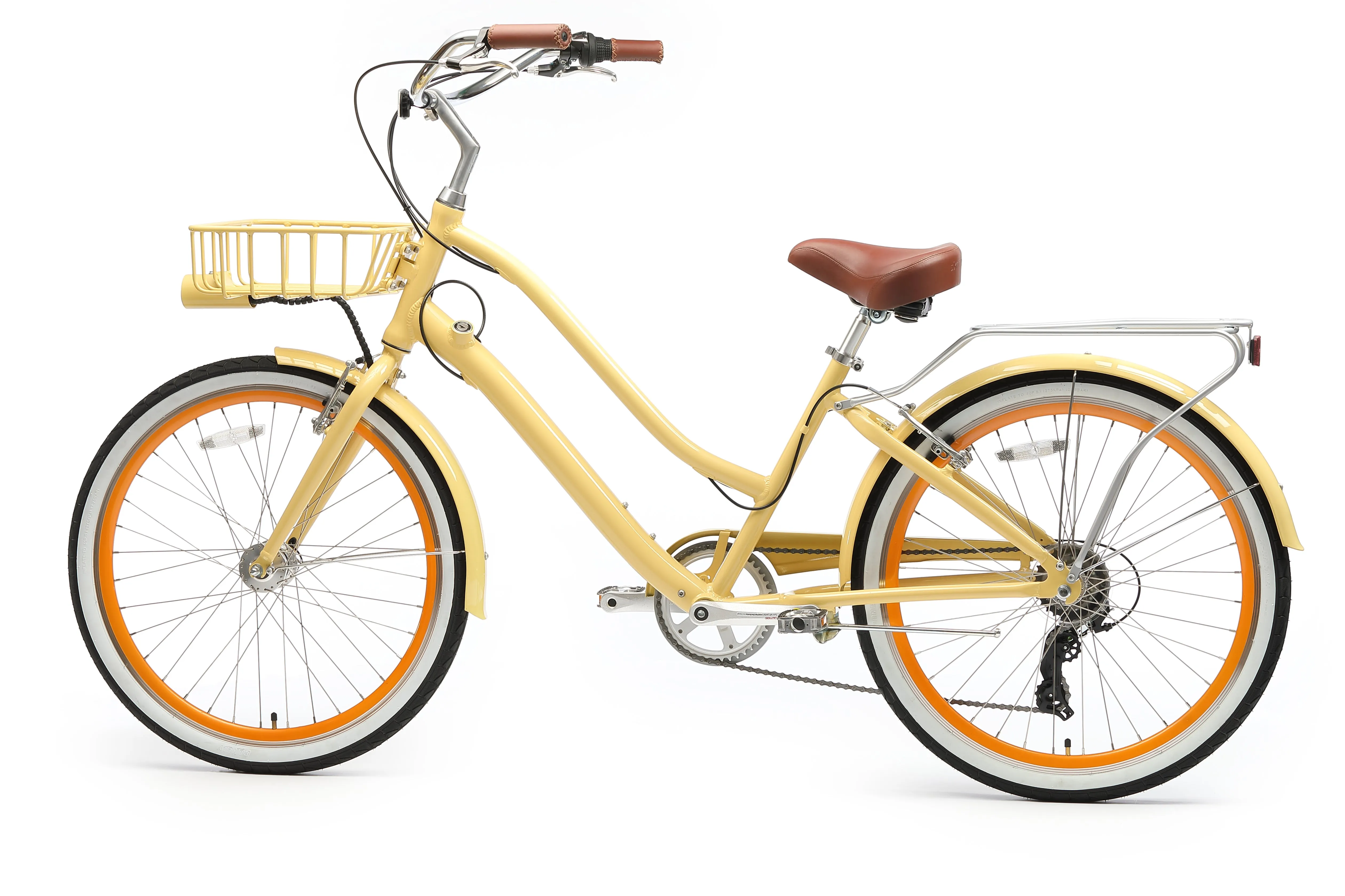 sixthreezero EVRYjourney Deluxe Women's 26" 7-Speed Touring Hybrid Bicycle w/ Integrated Lock, Basket, Light
