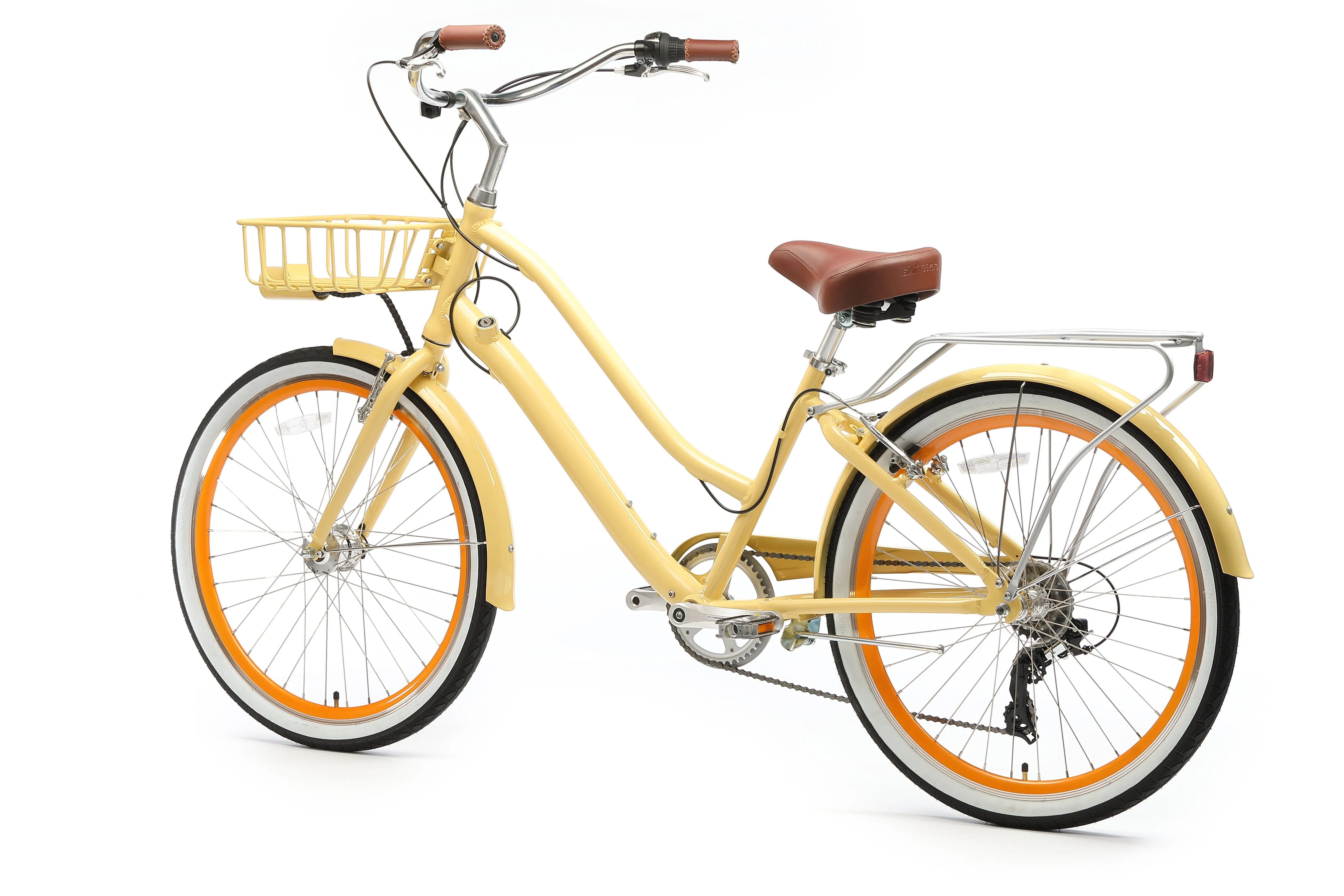 sixthreezero EVRYjourney Deluxe Women's 26" 7-Speed Touring Hybrid Bicycle w/ Integrated Lock, Basket, Light