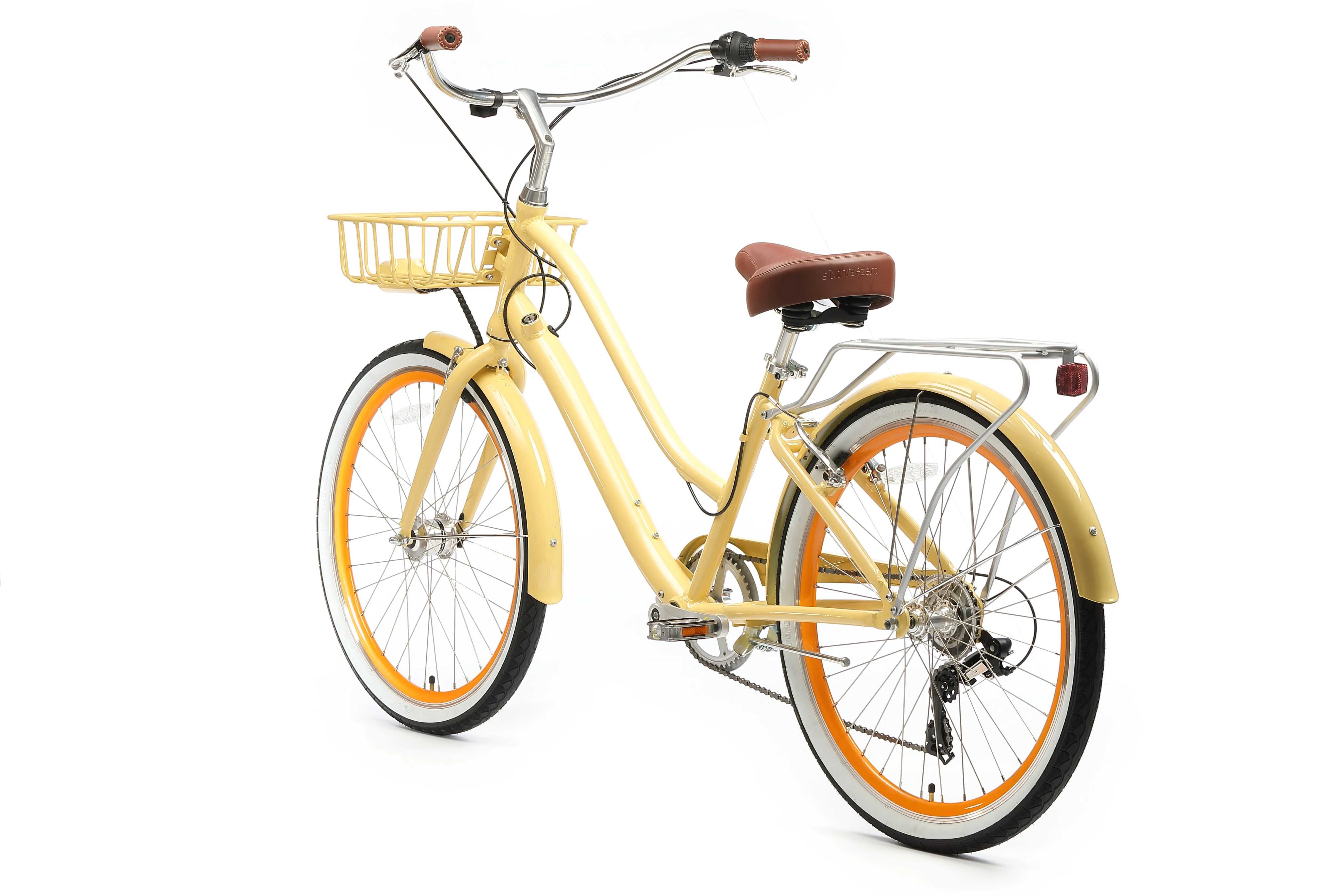 sixthreezero EVRYjourney Deluxe Women's 26" 7-Speed Touring Hybrid Bicycle w/ Integrated Lock, Basket, Light