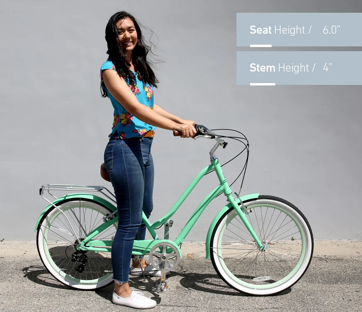 sixthreezero EVRYjourney Deluxe Women's 26" 7-Speed Touring Hybrid Bicycle w/ Integrated Lock, Basket, Light