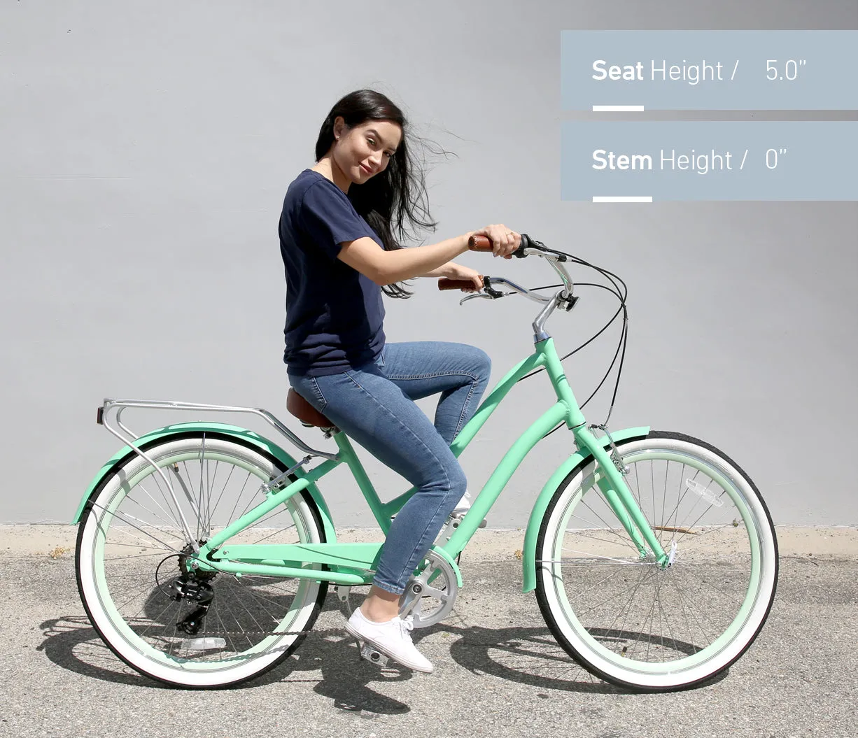 sixthreezero EVRYjourney Deluxe Women's 26" 7-Speed Touring Hybrid Bicycle w/ Integrated Lock, Basket, Light