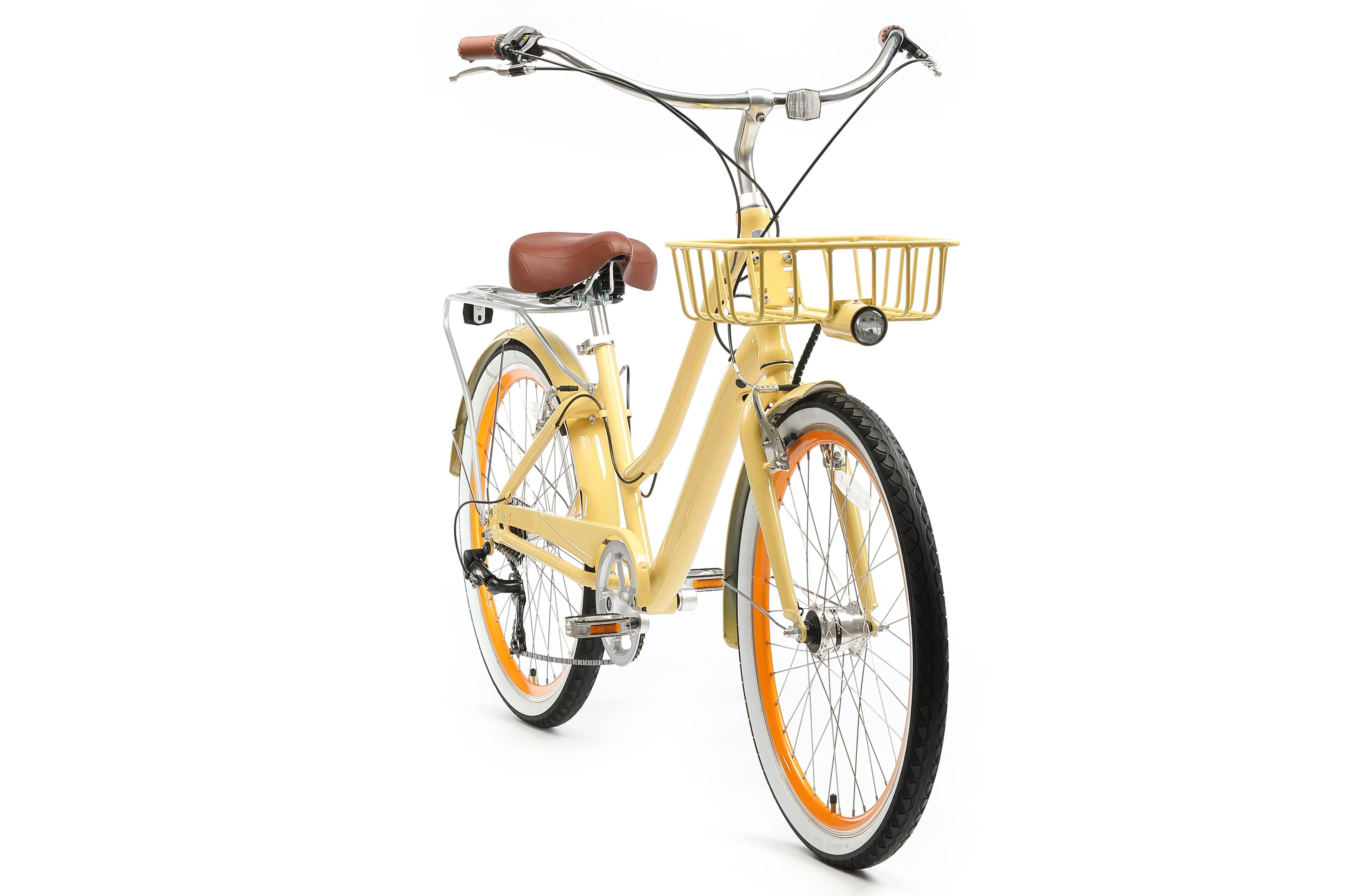 sixthreezero EVRYjourney Deluxe Women's 26" 7-Speed Touring Hybrid Bicycle w/ Integrated Lock, Basket, Light