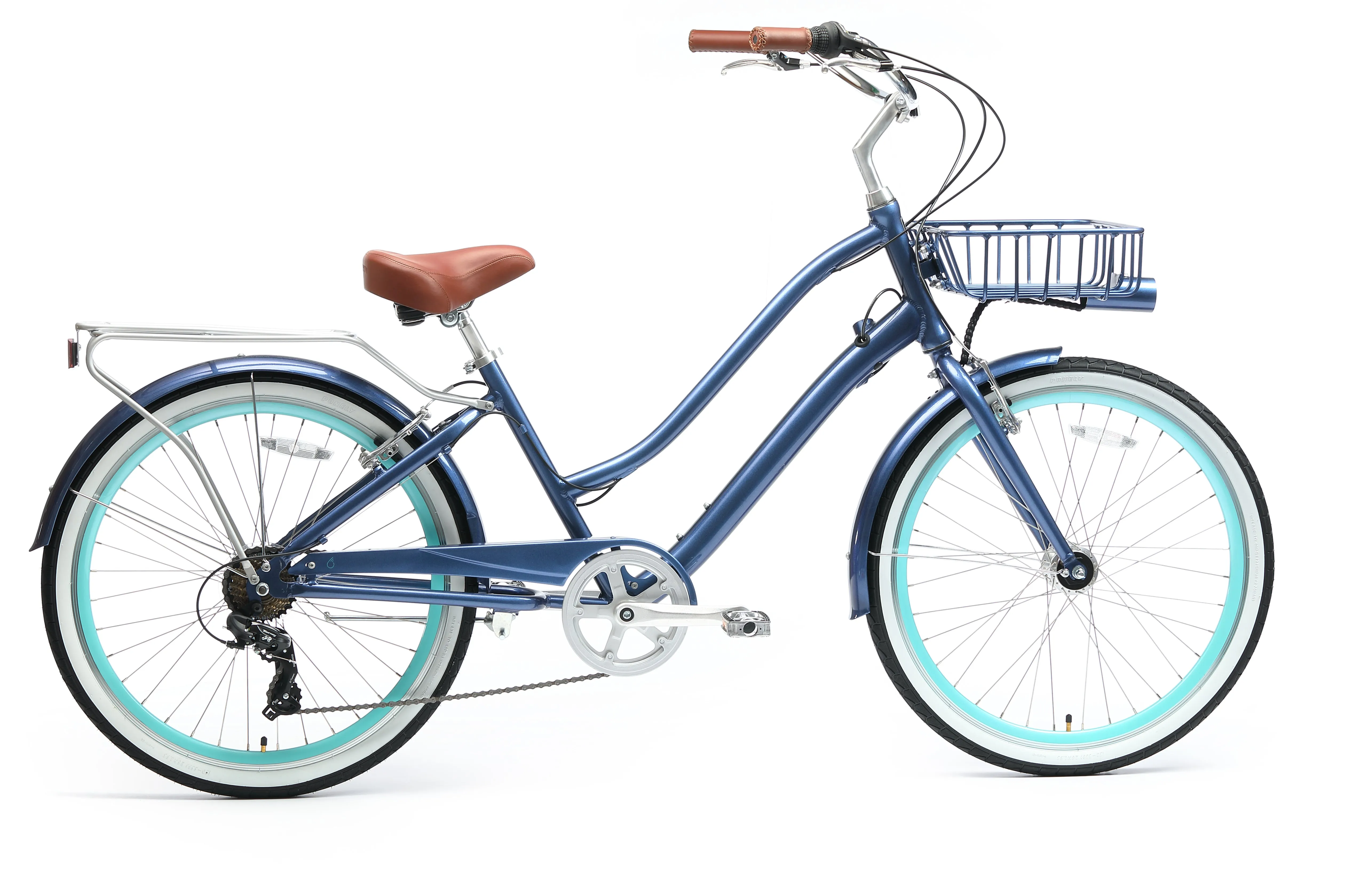 sixthreezero EVRYjourney Deluxe Women's 26" 7-Speed Touring Hybrid Bicycle w/ Integrated Lock, Basket, Light