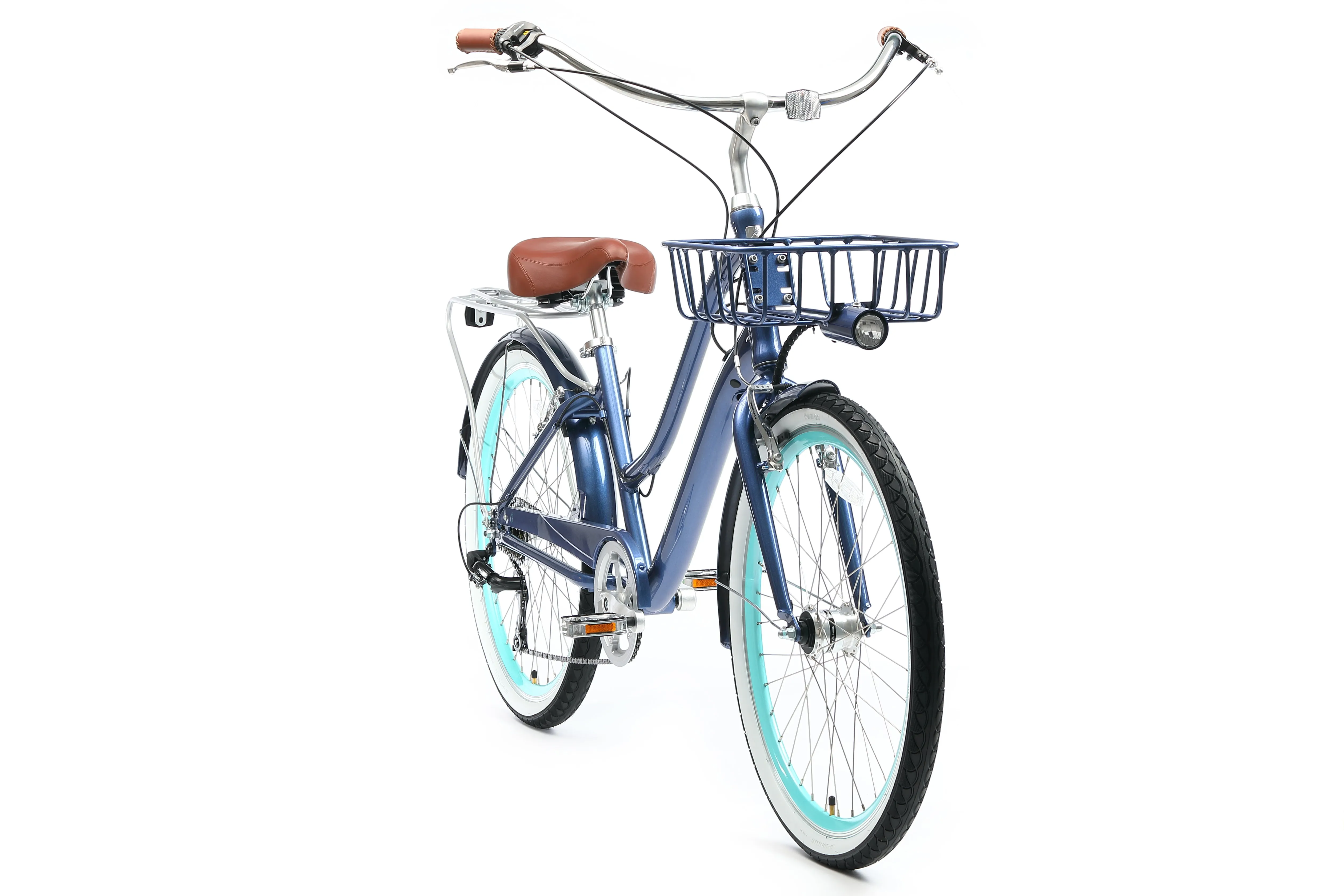 sixthreezero EVRYjourney Deluxe Women's 26" 7-Speed Touring Hybrid Bicycle w/ Integrated Lock, Basket, Light