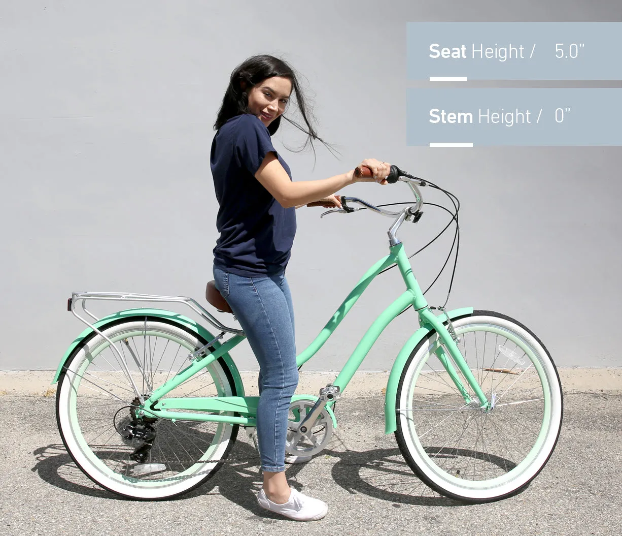 sixthreezero EVRYjourney Deluxe Women's 26" 7-Speed Touring Hybrid Bicycle w/ Integrated Lock, Basket, Light