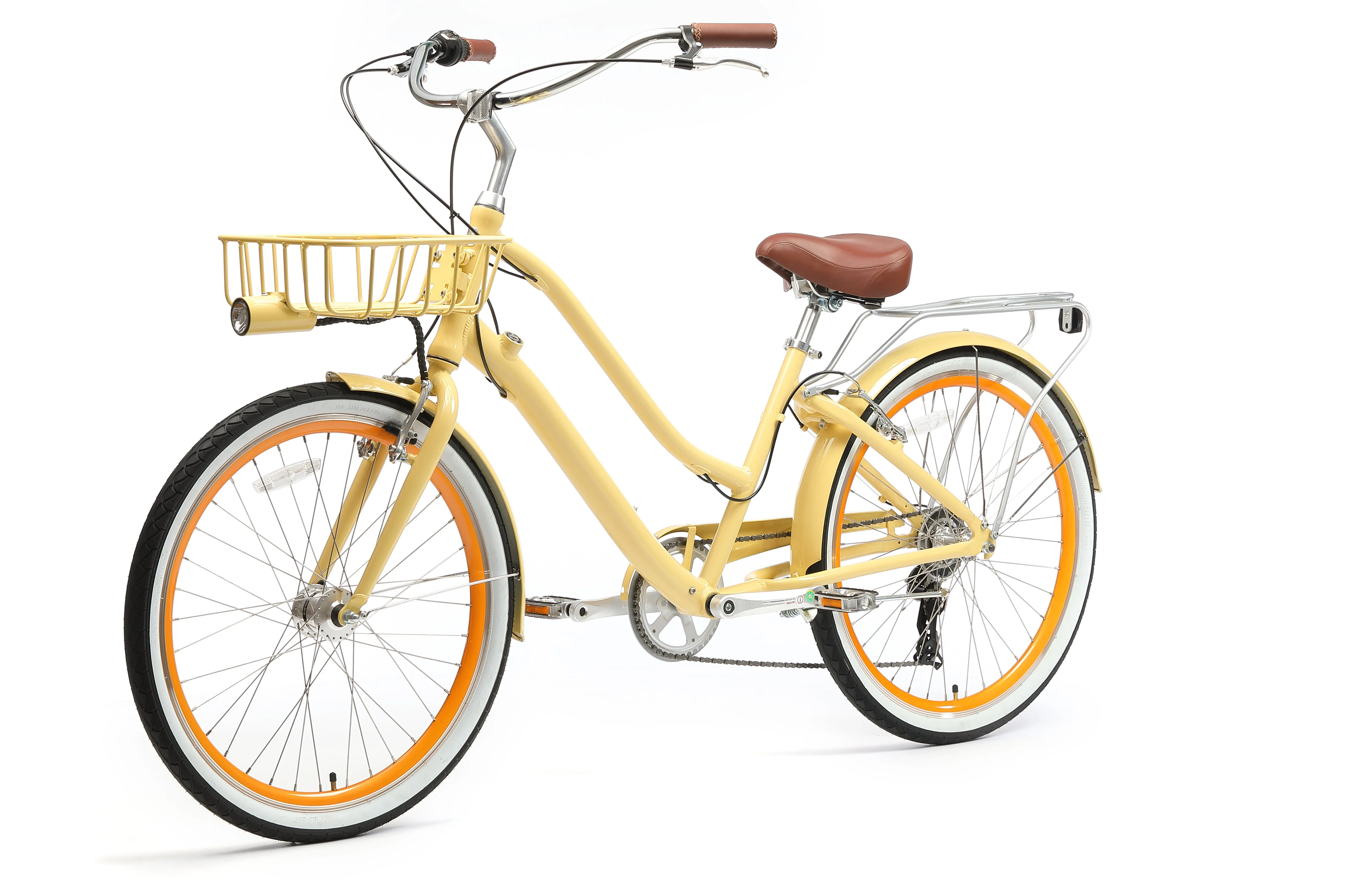 sixthreezero EVRYjourney Deluxe Women's 26" 7-Speed Touring Hybrid Bicycle w/ Integrated Lock, Basket, Light