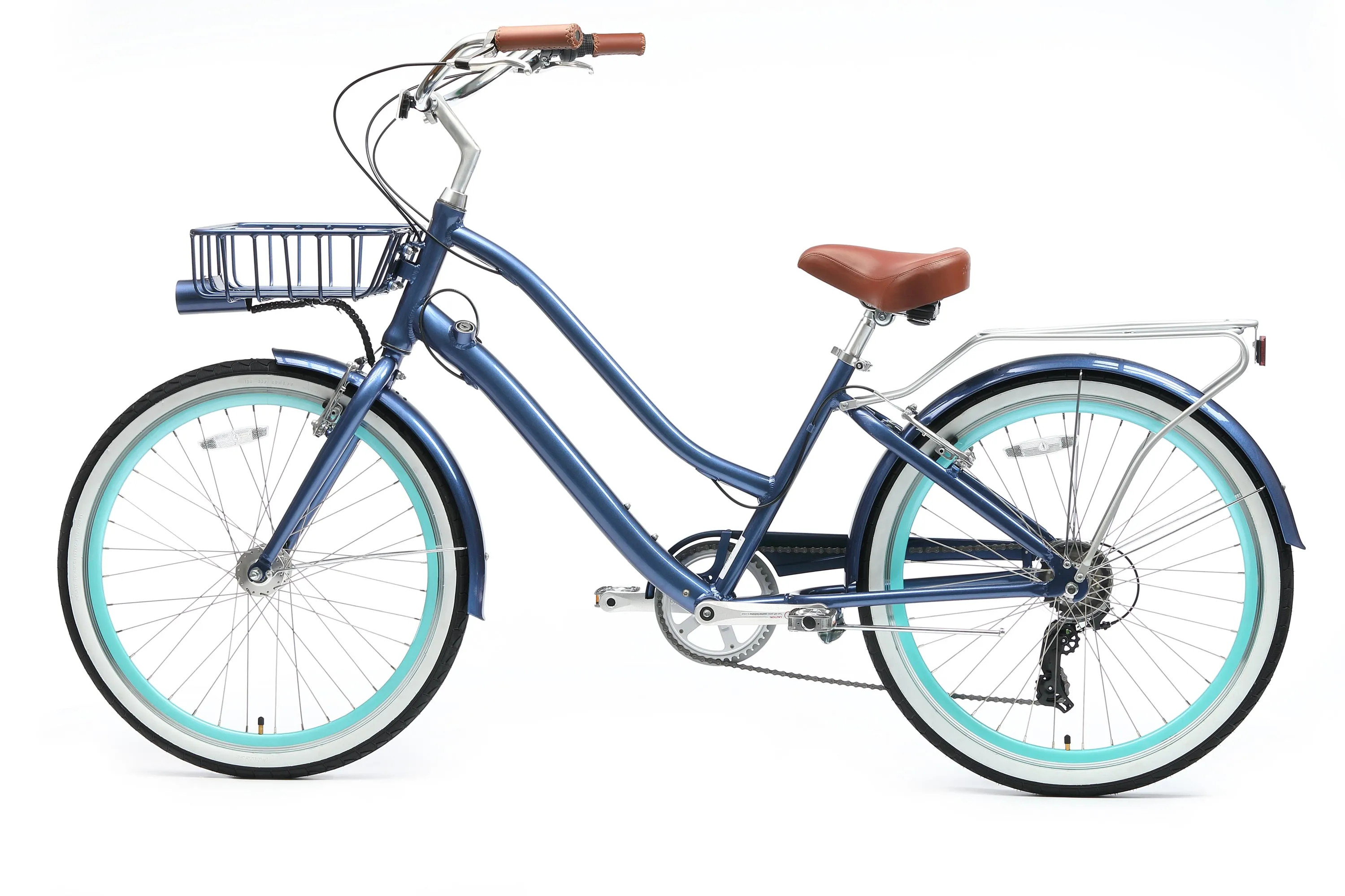 sixthreezero EVRYjourney Deluxe Women's 26" 7-Speed Touring Hybrid Bicycle w/ Integrated Lock, Basket, Light