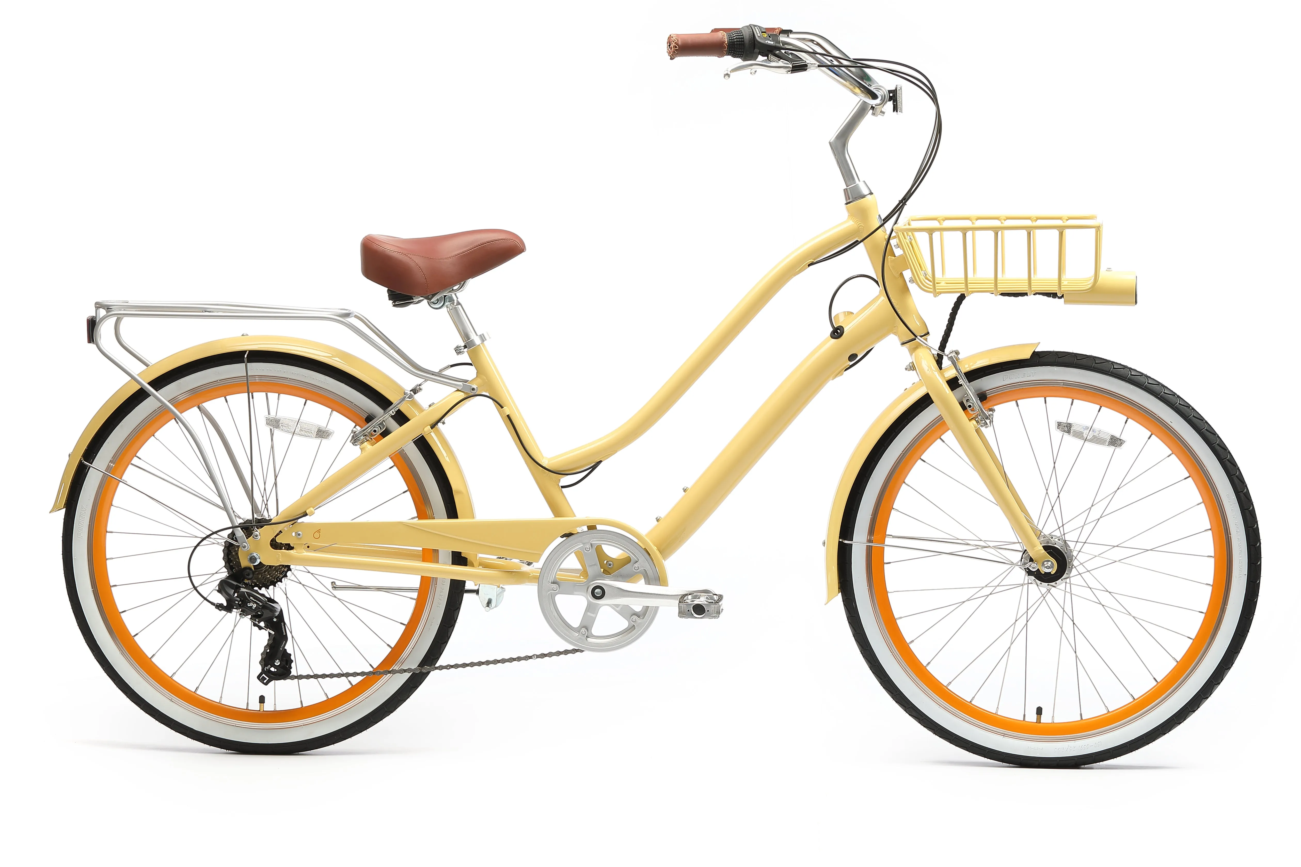 sixthreezero EVRYjourney Deluxe Women's 26" 7-Speed Touring Hybrid Bicycle w/ Integrated Lock, Basket, Light