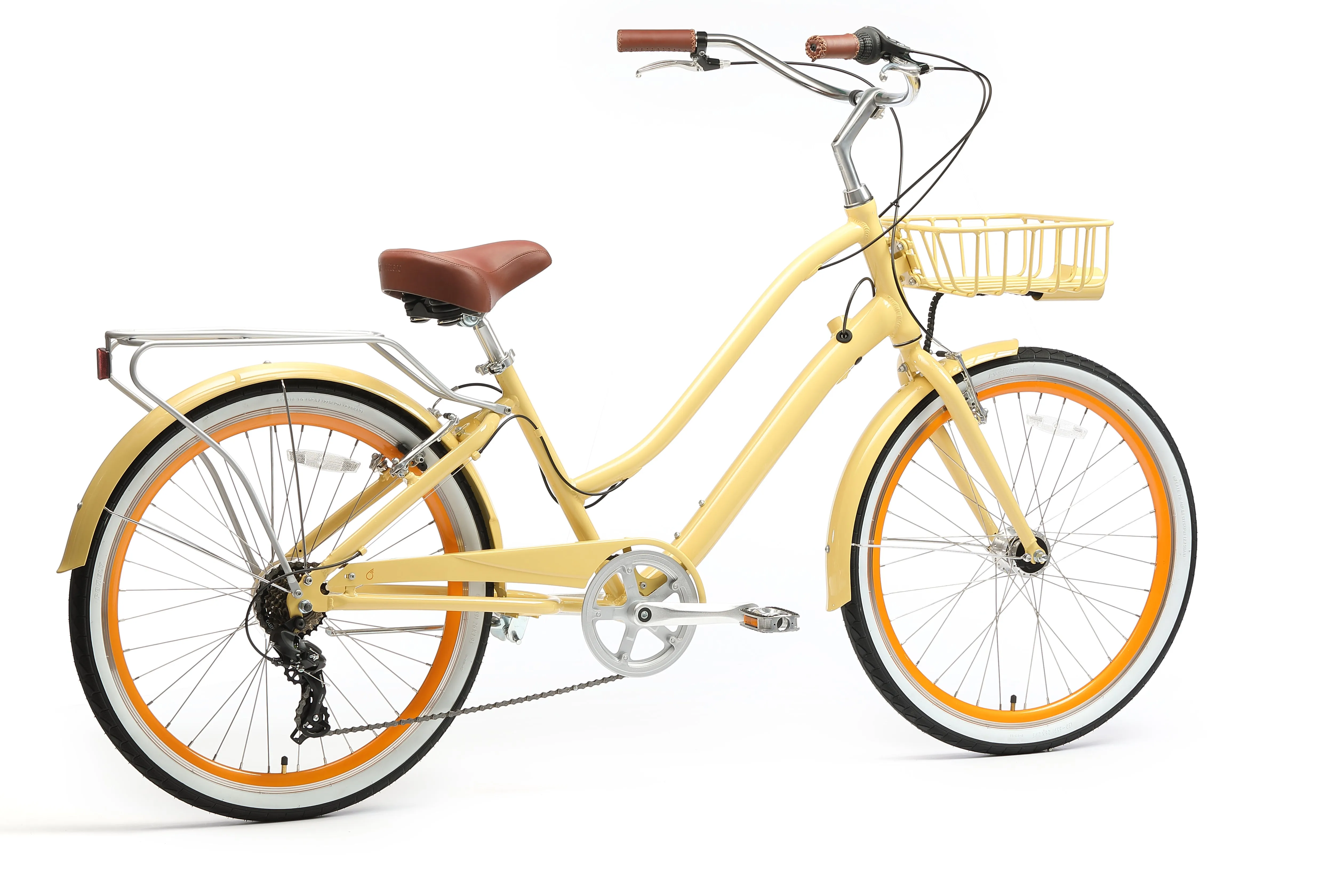 sixthreezero EVRYjourney Deluxe Women's 26" 7-Speed Touring Hybrid Bicycle w/ Integrated Lock, Basket, Light
