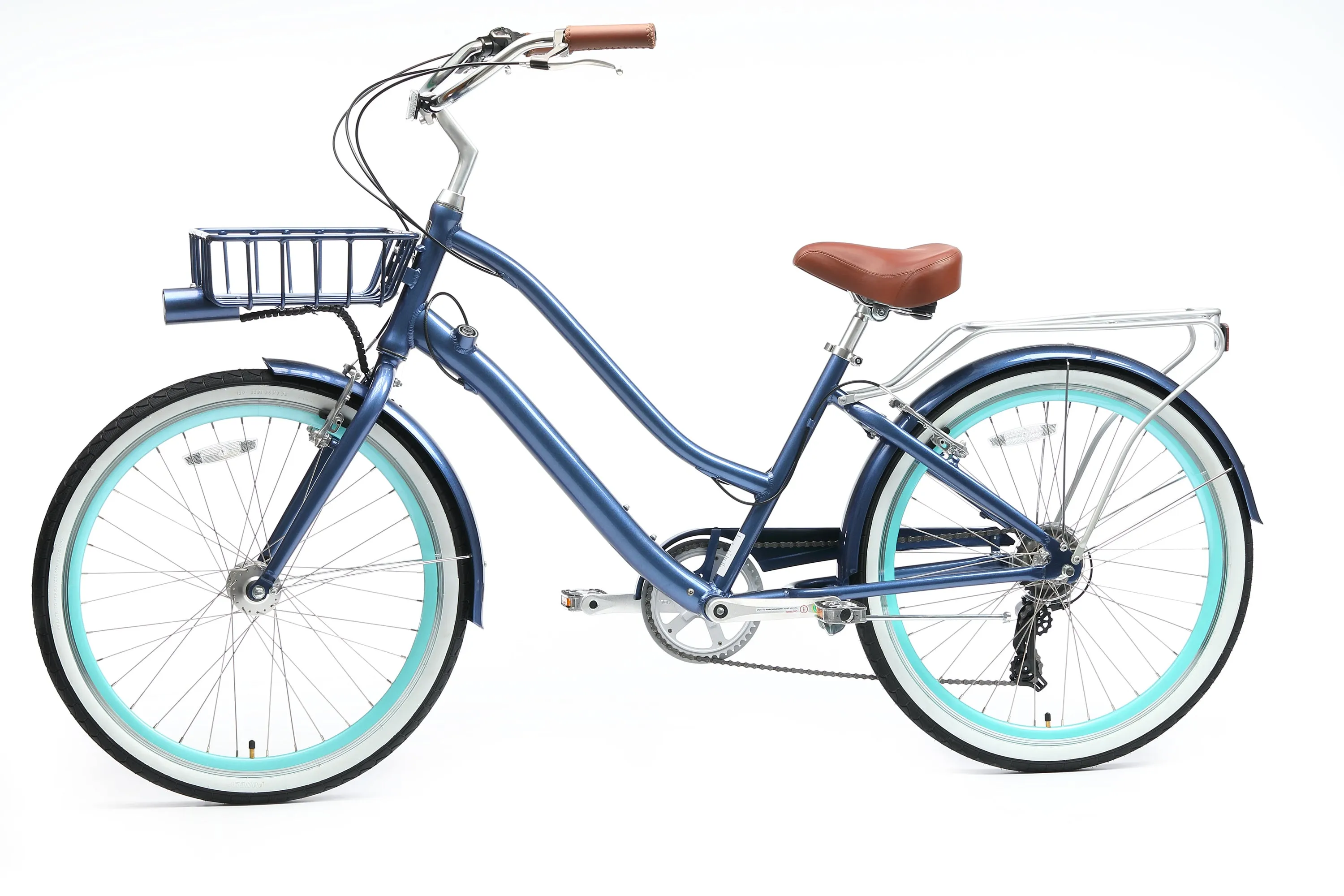 sixthreezero EVRYjourney Deluxe Women's 26" 7-Speed Touring Hybrid Bicycle w/ Integrated Lock, Basket, Light