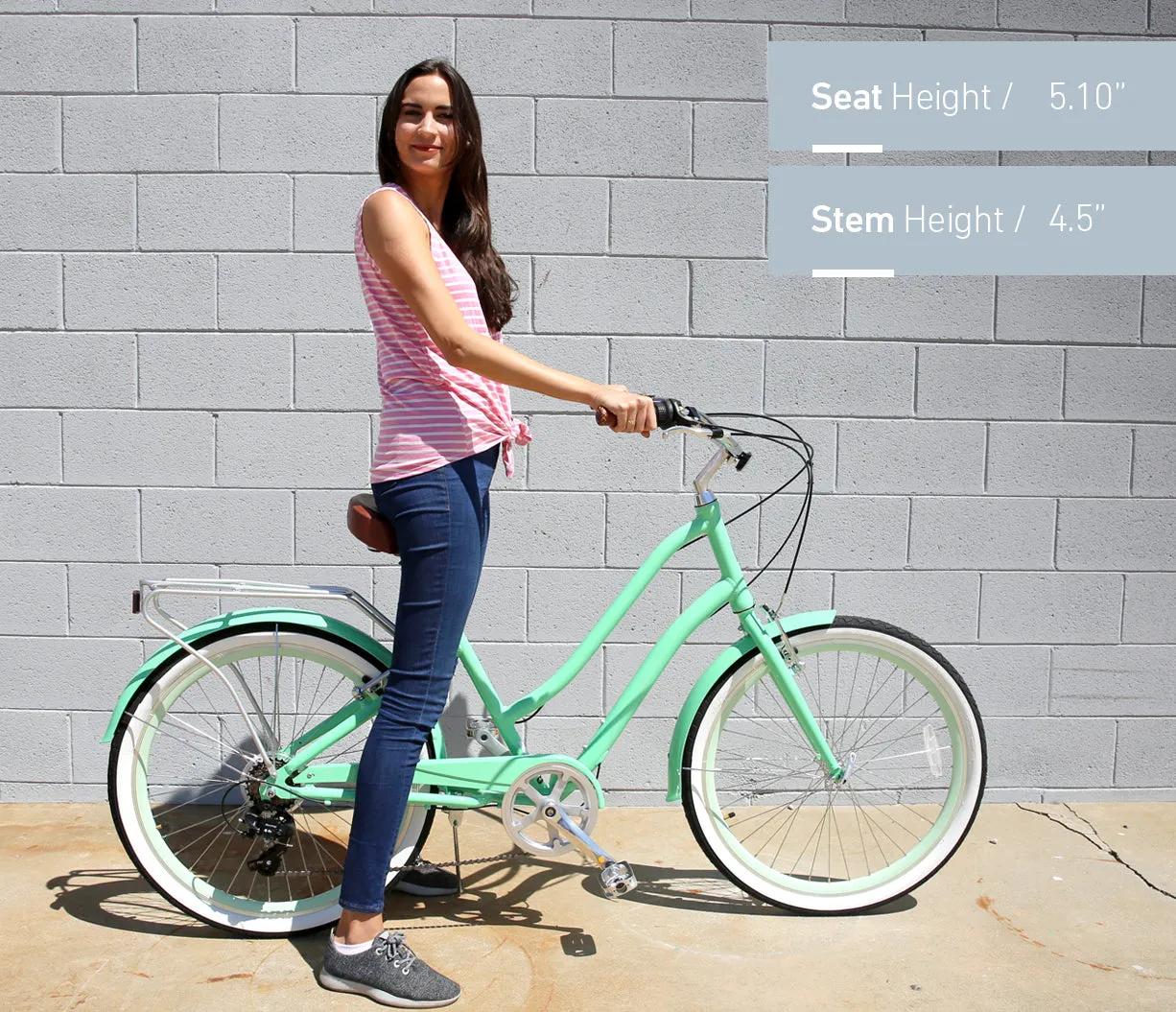 sixthreezero EVRYjourney Deluxe Women's 26" 7-Speed Touring Hybrid Bicycle w/ Integrated Lock, Basket, Light