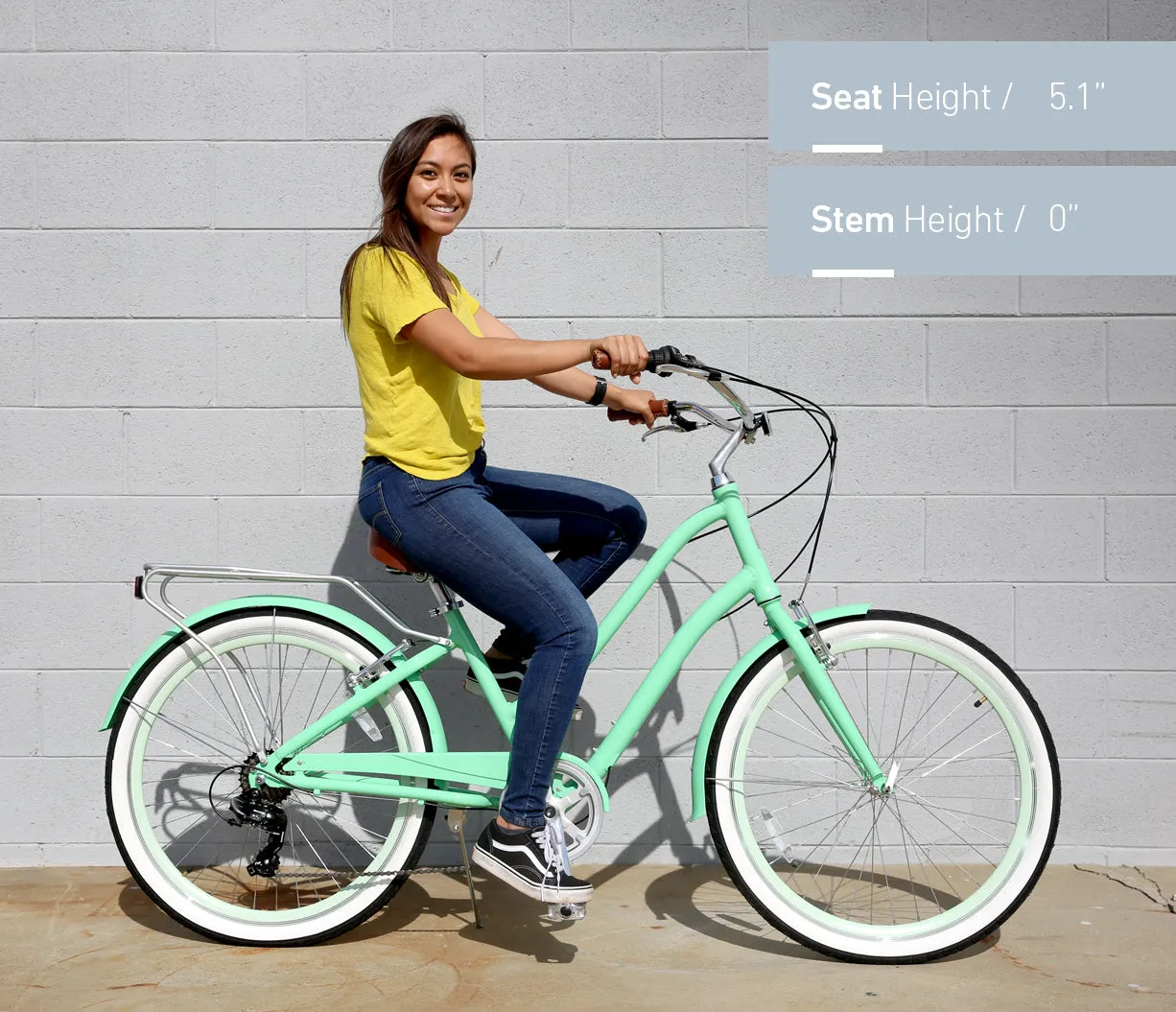 sixthreezero EVRYjourney Deluxe Women's 26" 7-Speed Touring Hybrid Bicycle w/ Integrated Lock, Basket, Light