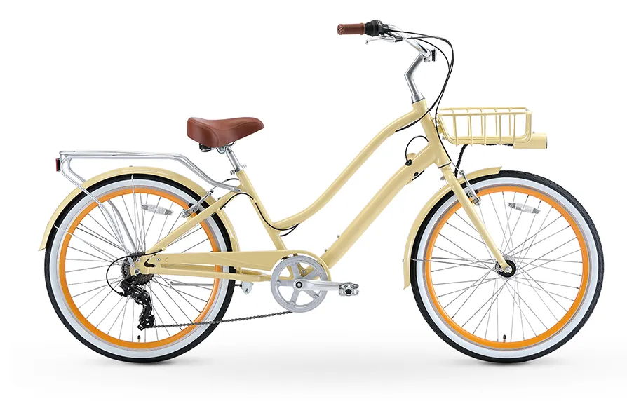 sixthreezero EVRYjourney Deluxe Women's 26" 7-Speed Touring Hybrid Bicycle w/ Integrated Lock, Basket, Light