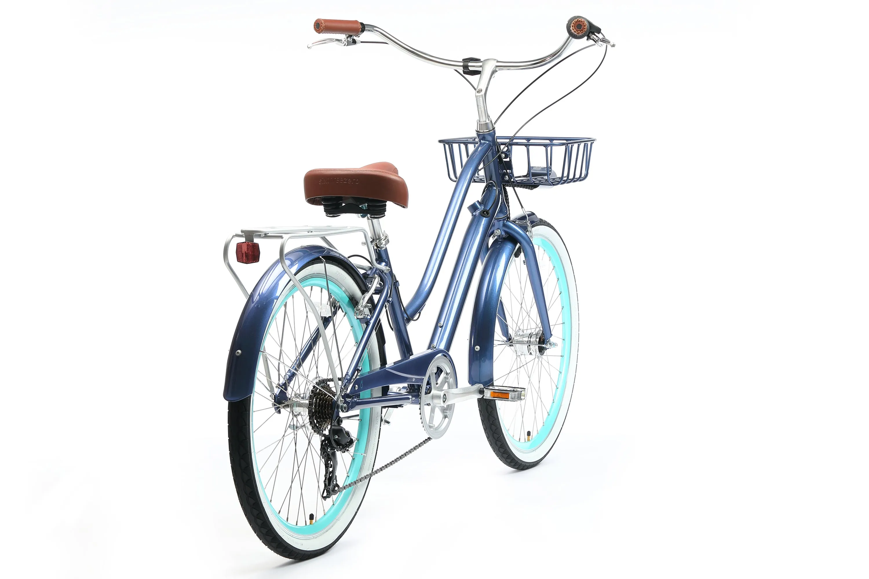 sixthreezero EVRYjourney Deluxe Women's 26" 7-Speed Touring Hybrid Bicycle w/ Integrated Lock, Basket, Light
