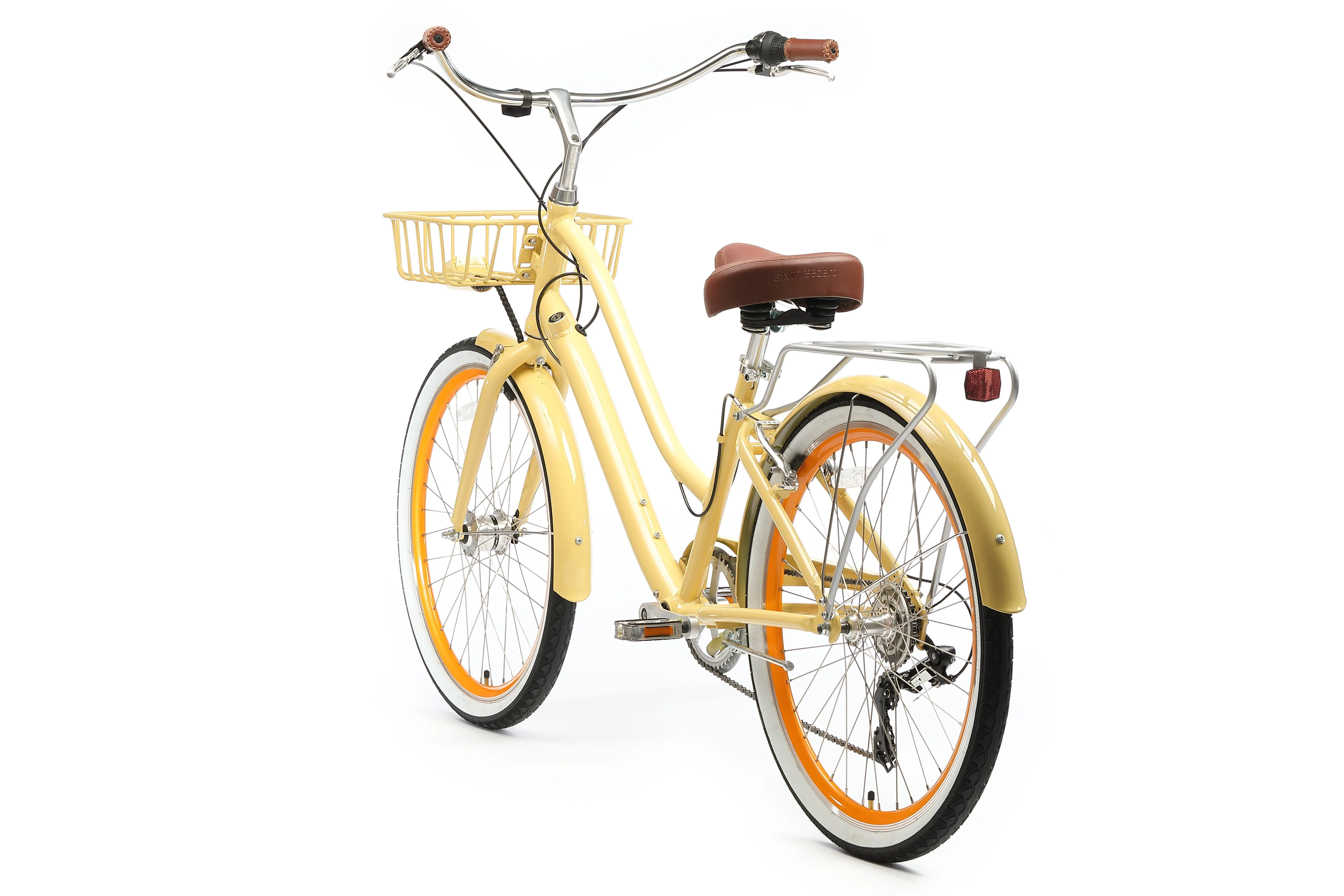 sixthreezero EVRYjourney Deluxe Women's 26" 7-Speed Touring Hybrid Bicycle w/ Integrated Lock, Basket, Light