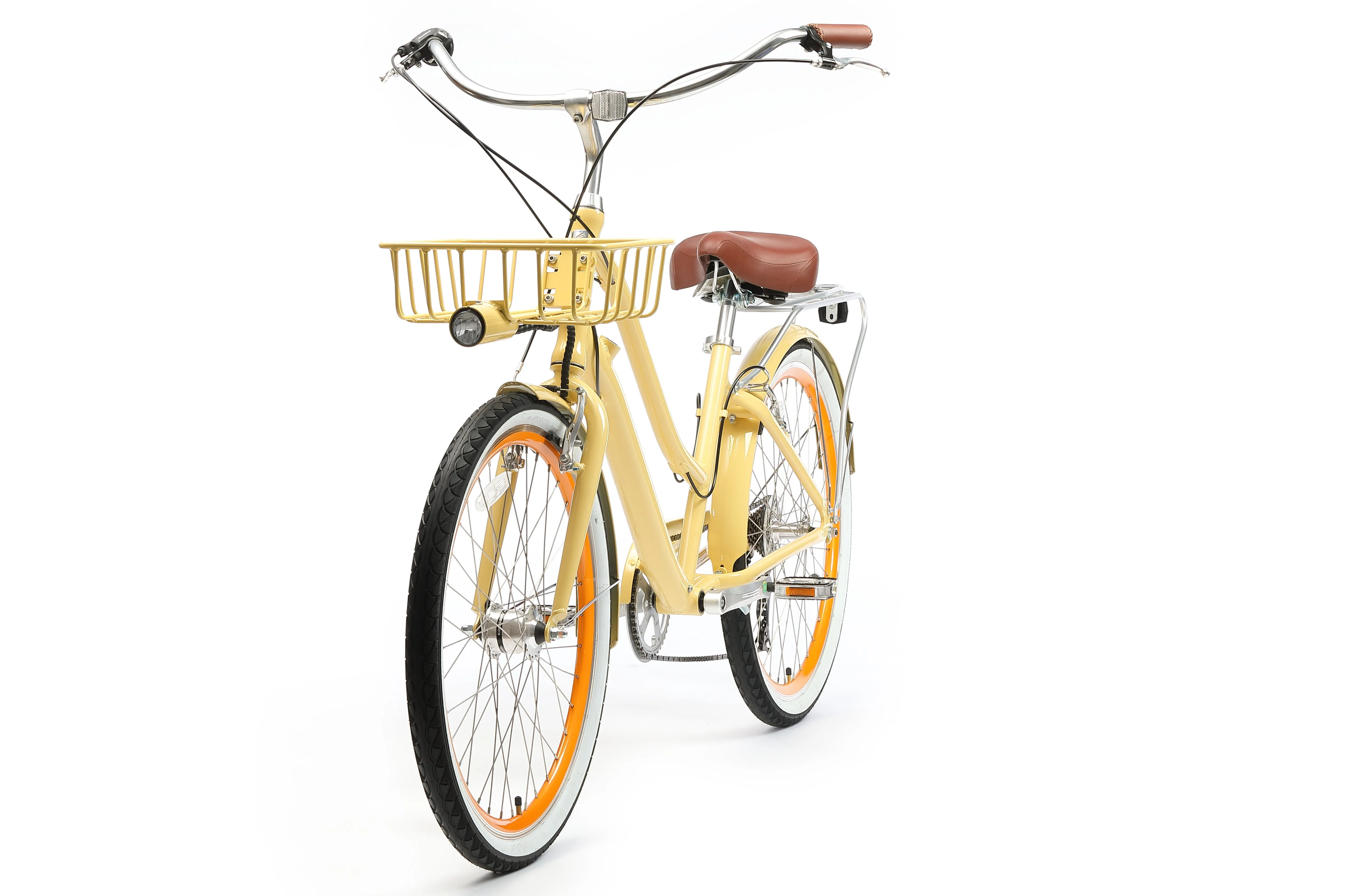 sixthreezero EVRYjourney Deluxe Women's 26" 7-Speed Touring Hybrid Bicycle w/ Integrated Lock, Basket, Light