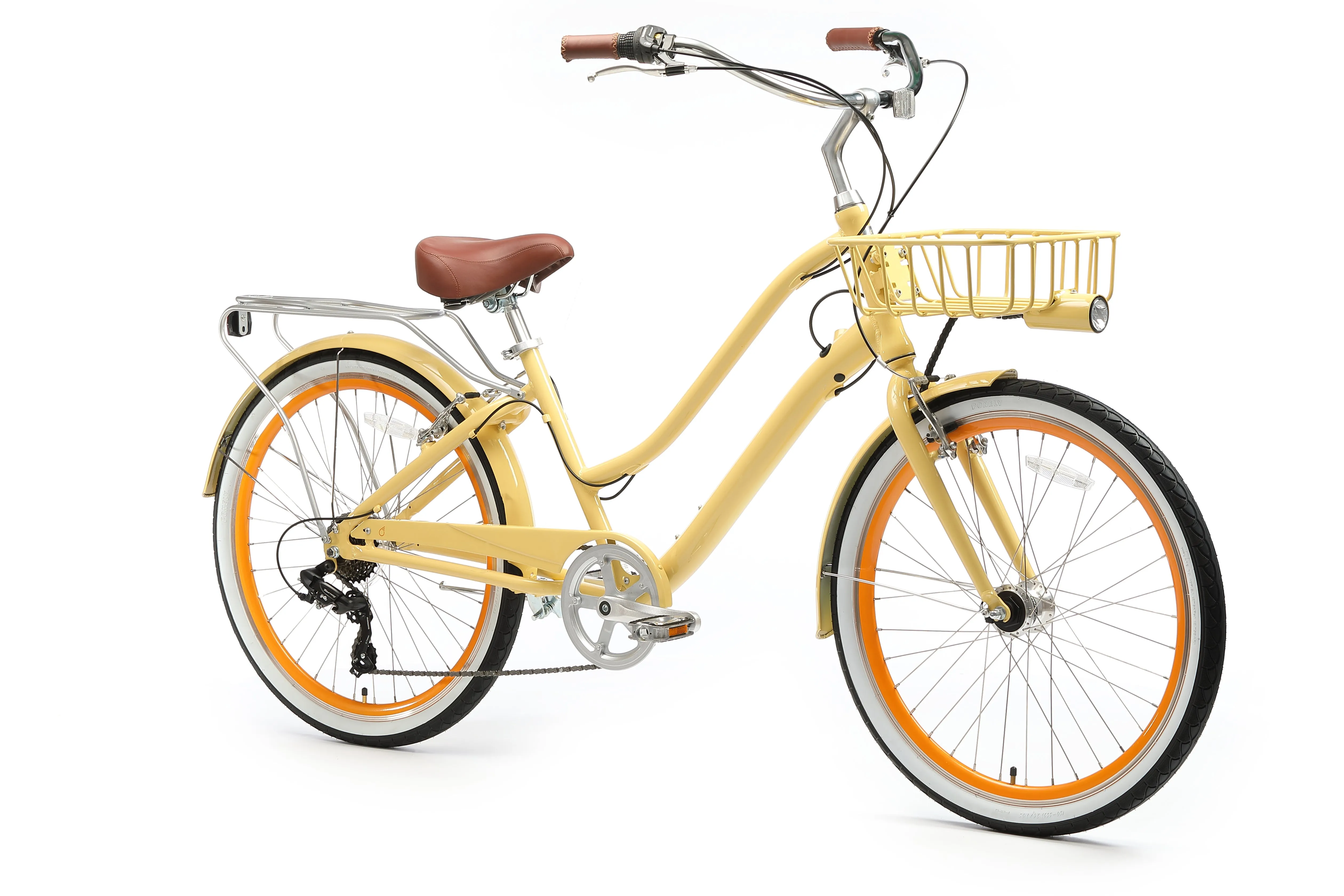 sixthreezero EVRYjourney Deluxe Women's 26" 7-Speed Touring Hybrid Bicycle w/ Integrated Lock, Basket, Light