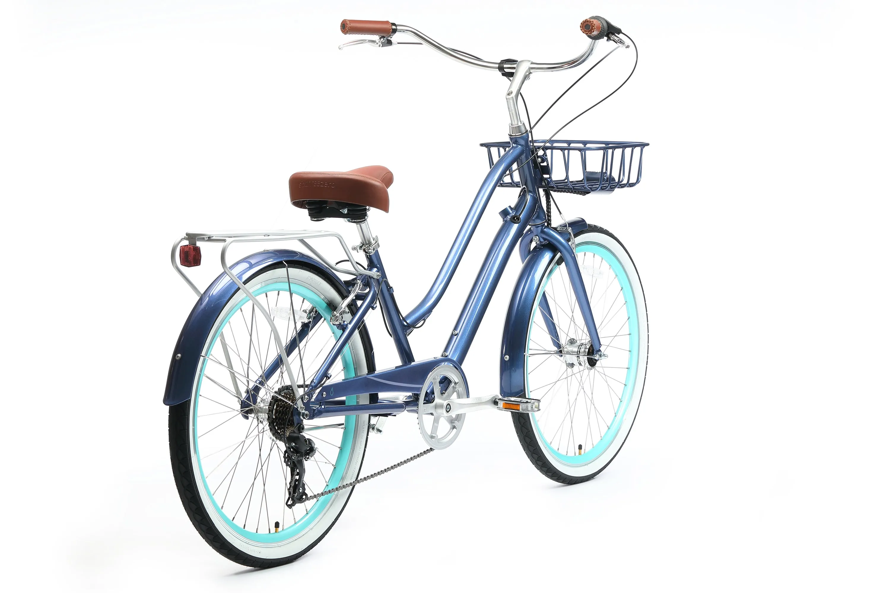 sixthreezero EVRYjourney Deluxe Women's 26" 7-Speed Touring Hybrid Bicycle w/ Integrated Lock, Basket, Light