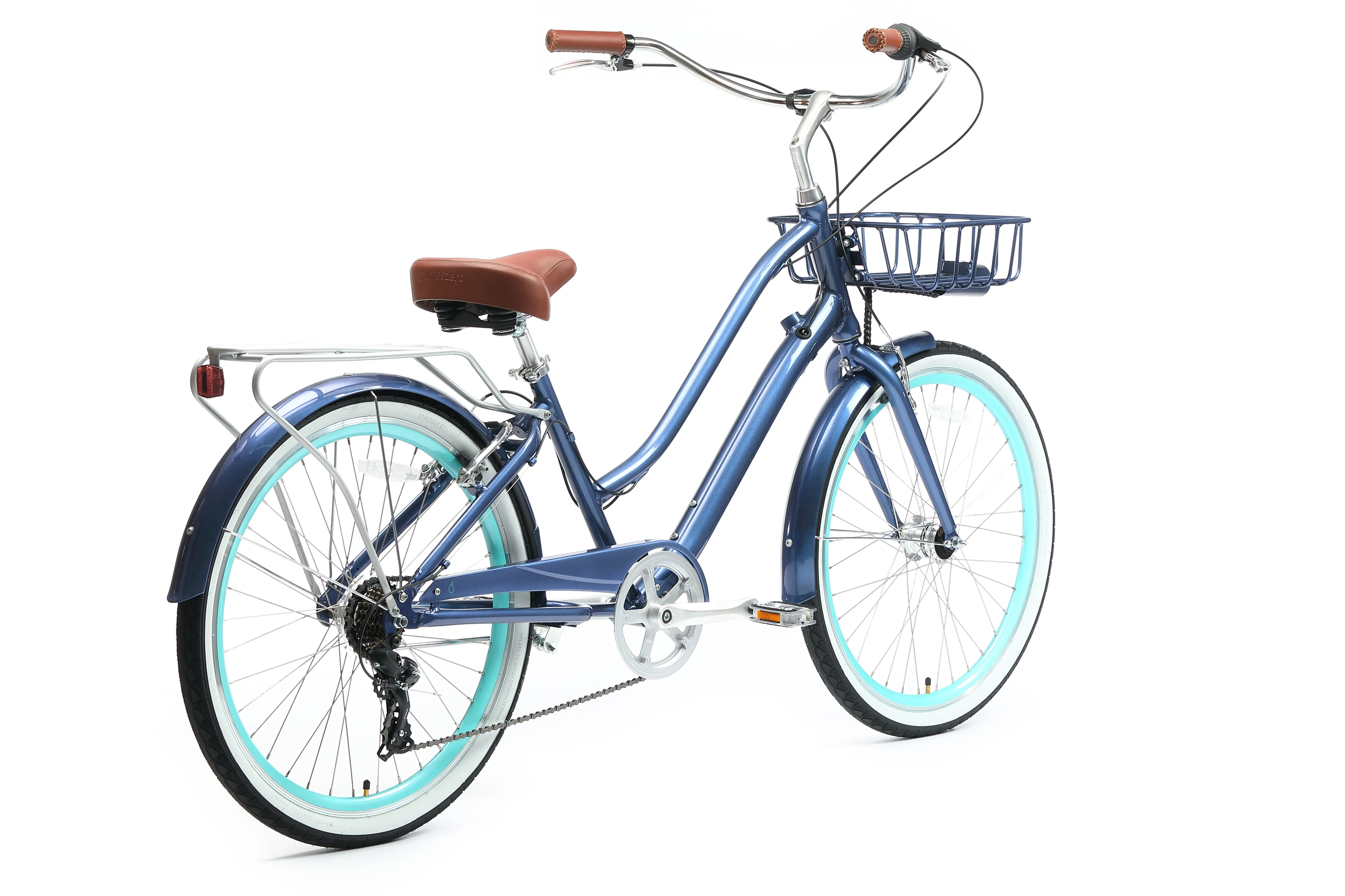sixthreezero EVRYjourney Deluxe Women's 26" 7-Speed Touring Hybrid Bicycle w/ Integrated Lock, Basket, Light