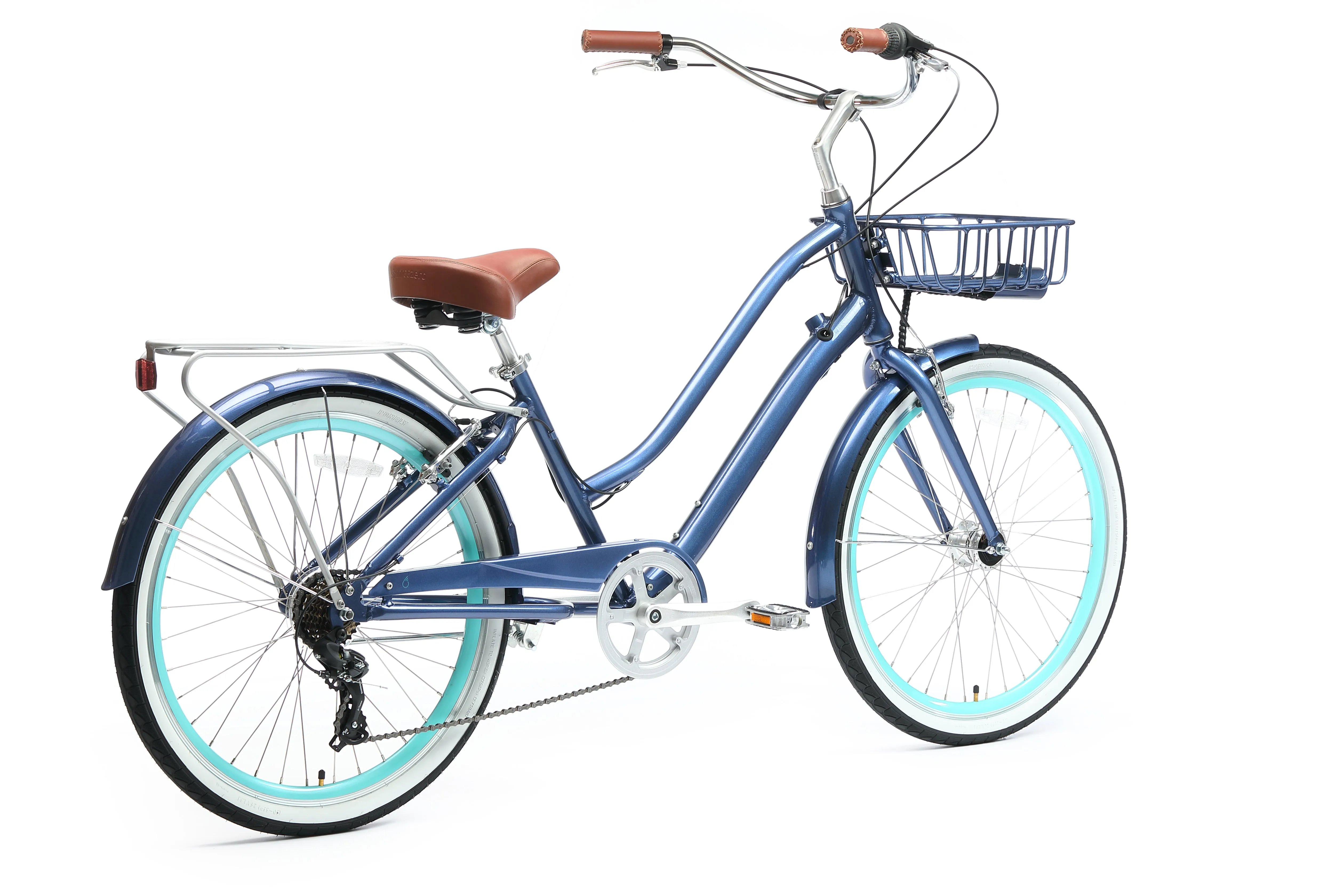 sixthreezero EVRYjourney Deluxe Women's 26" 7-Speed Touring Hybrid Bicycle w/ Integrated Lock, Basket, Light