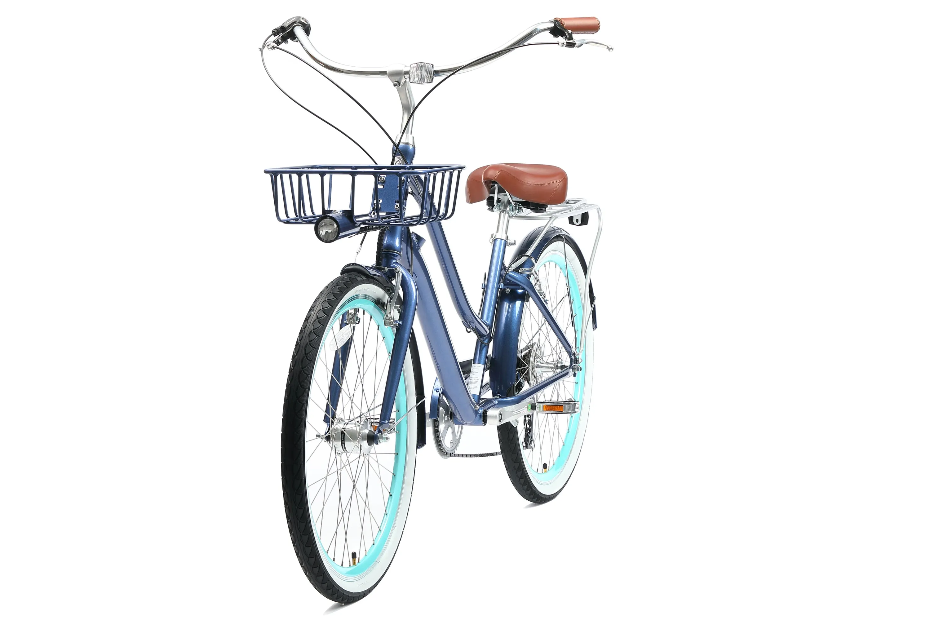 sixthreezero EVRYjourney Deluxe Women's 26" 7-Speed Touring Hybrid Bicycle w/ Integrated Lock, Basket, Light