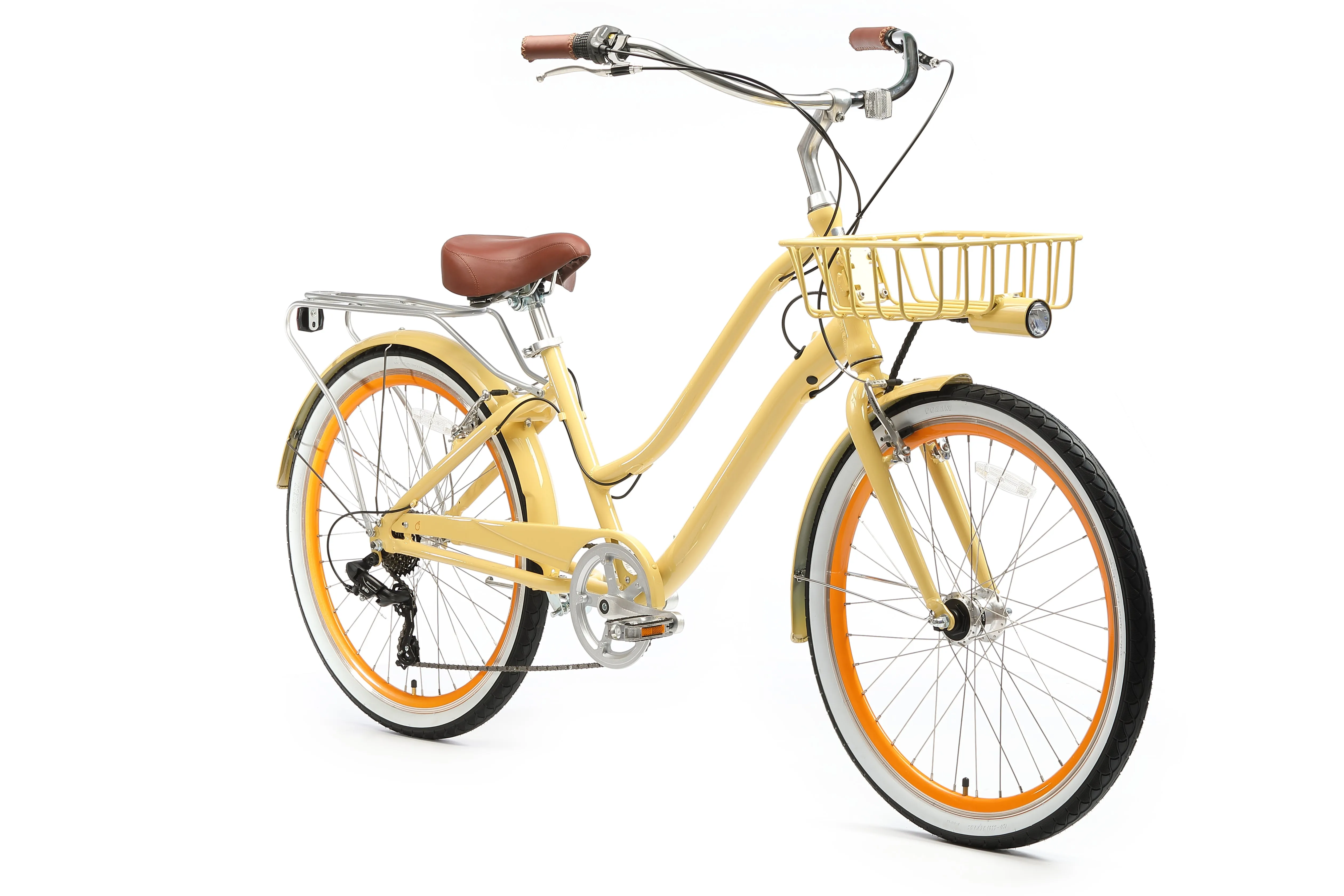 sixthreezero EVRYjourney Deluxe Women's 26" 7-Speed Touring Hybrid Bicycle w/ Integrated Lock, Basket, Light