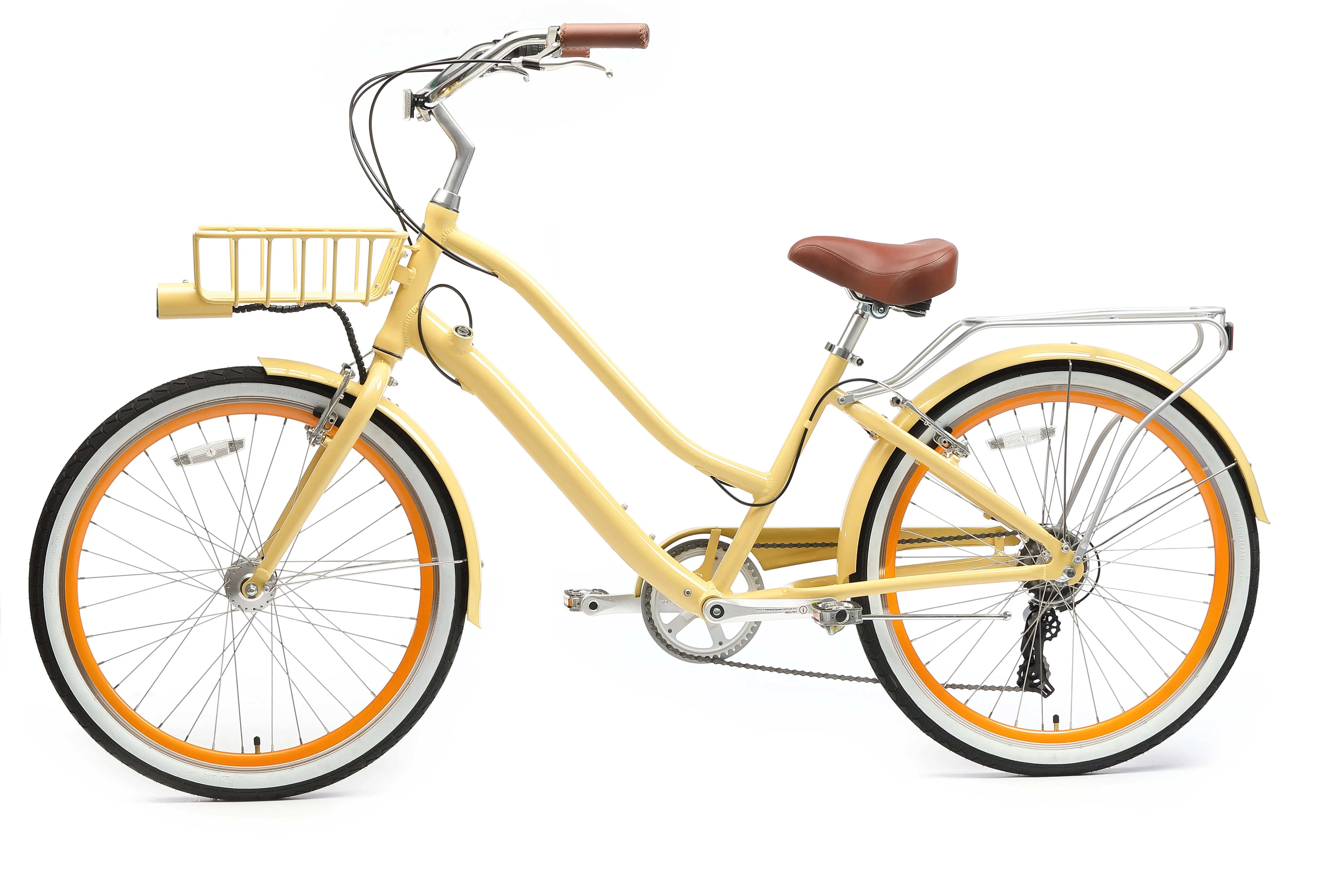 sixthreezero EVRYjourney Deluxe Women's 26" 7-Speed Touring Hybrid Bicycle w/ Integrated Lock, Basket, Light