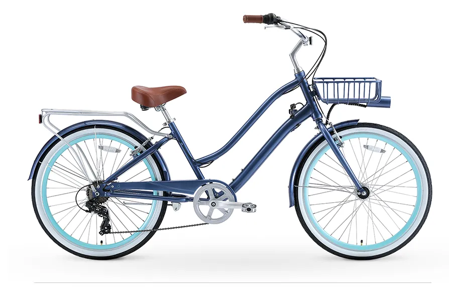 sixthreezero EVRYjourney Deluxe Women's 26" 7-Speed Touring Hybrid Bicycle w/ Integrated Lock, Basket, Light