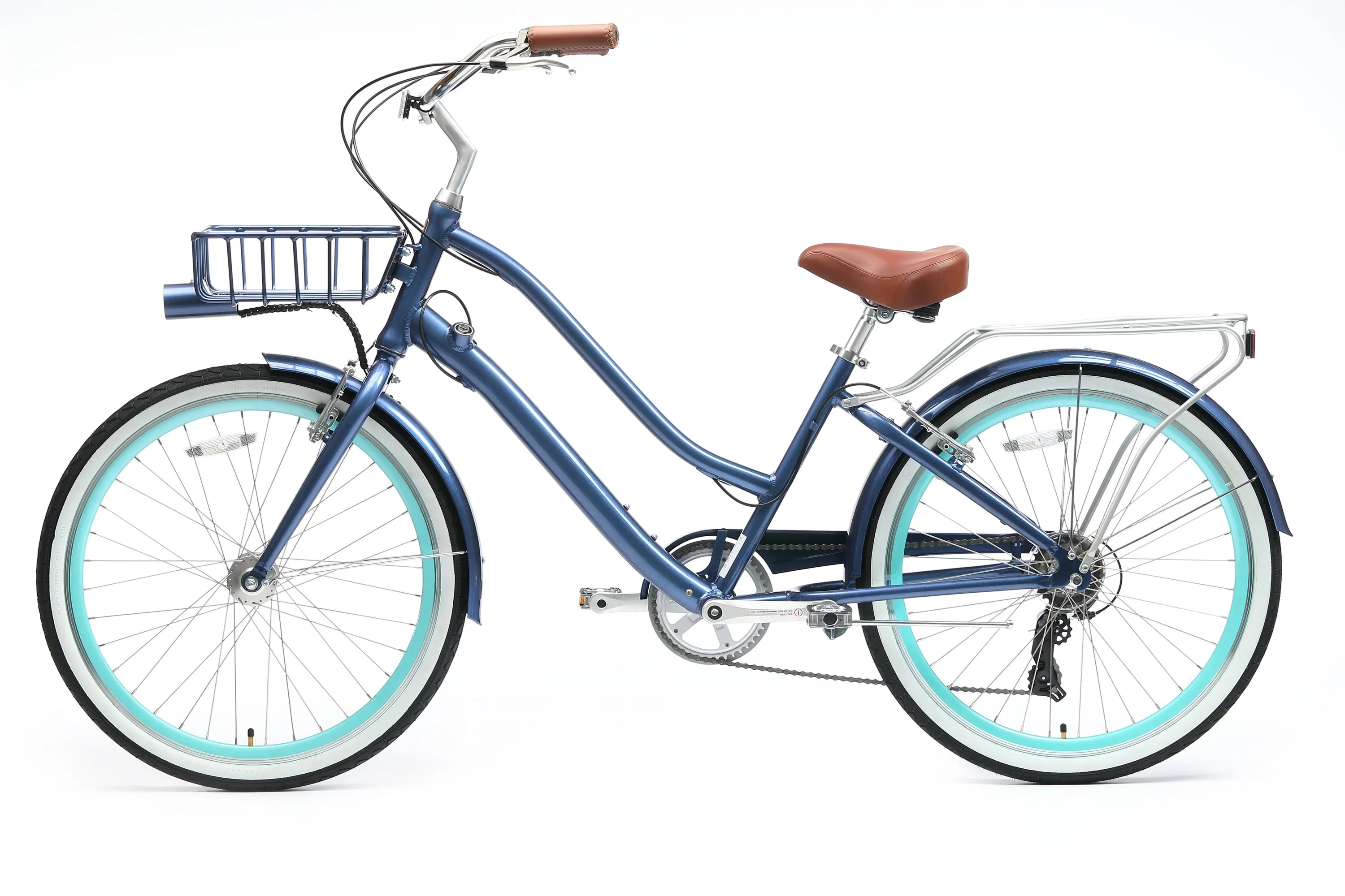 sixthreezero EVRYjourney Deluxe Women's 26" 7-Speed Touring Hybrid Bicycle w/ Integrated Lock, Basket, Light