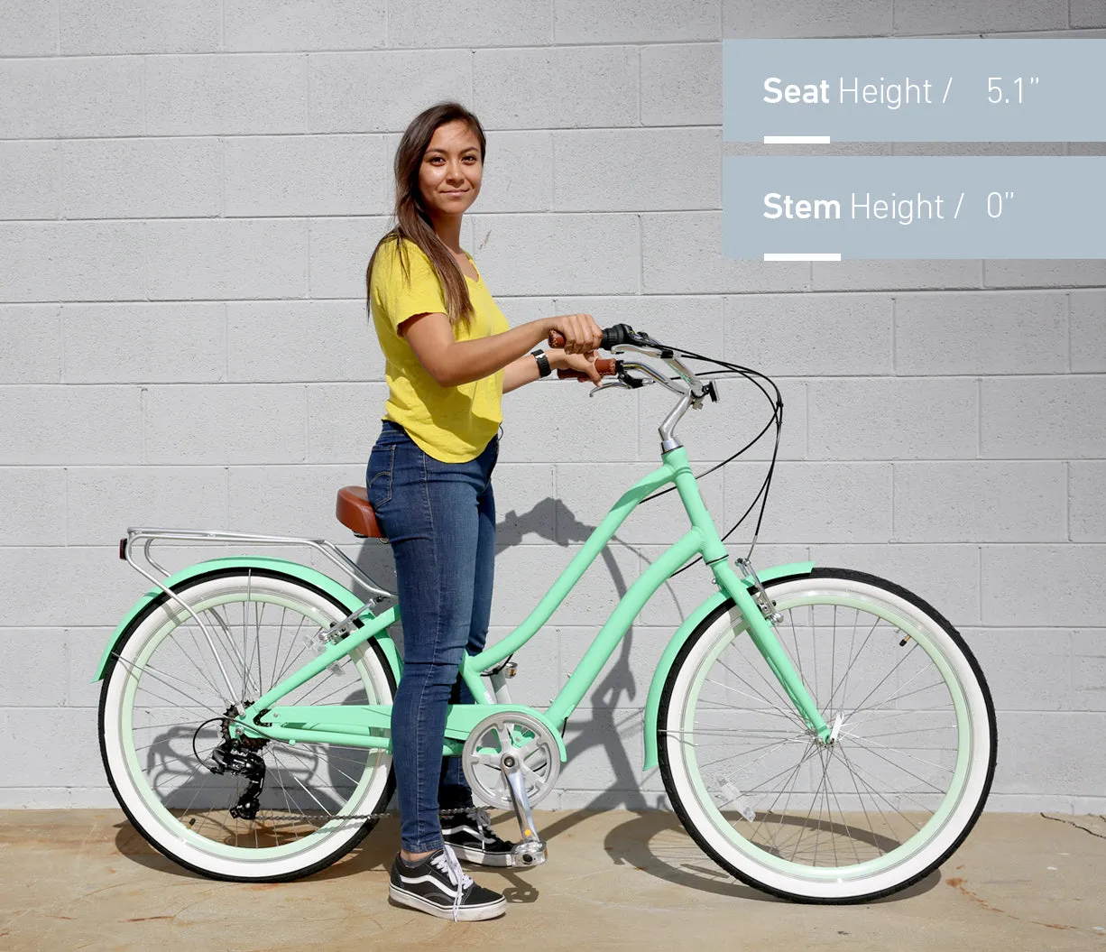 sixthreezero EVRYjourney Deluxe Women's 26" 7-Speed Touring Hybrid Bicycle w/ Integrated Lock, Basket, Light