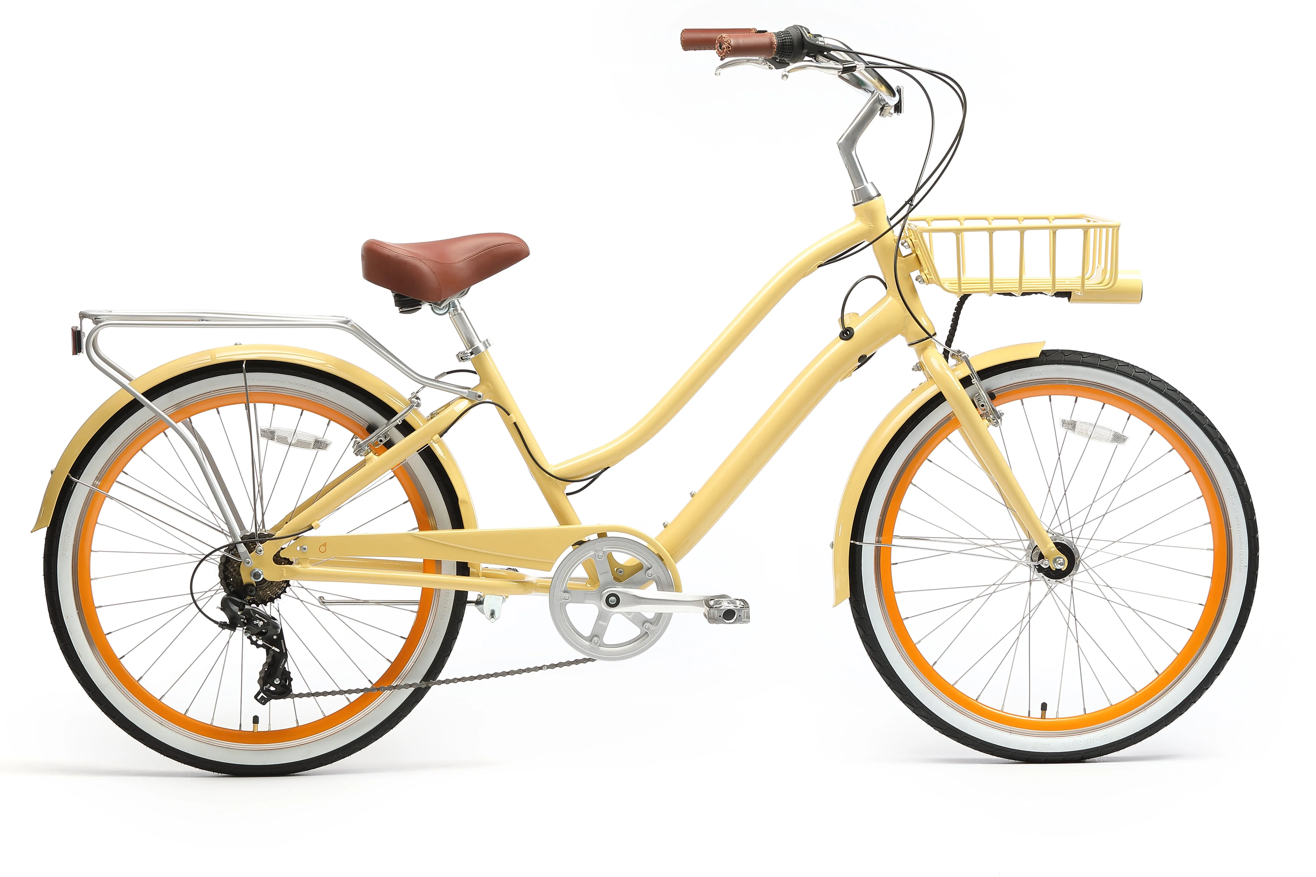sixthreezero EVRYjourney Deluxe Women's 26" 7-Speed Touring Hybrid Bicycle w/ Integrated Lock, Basket, Light