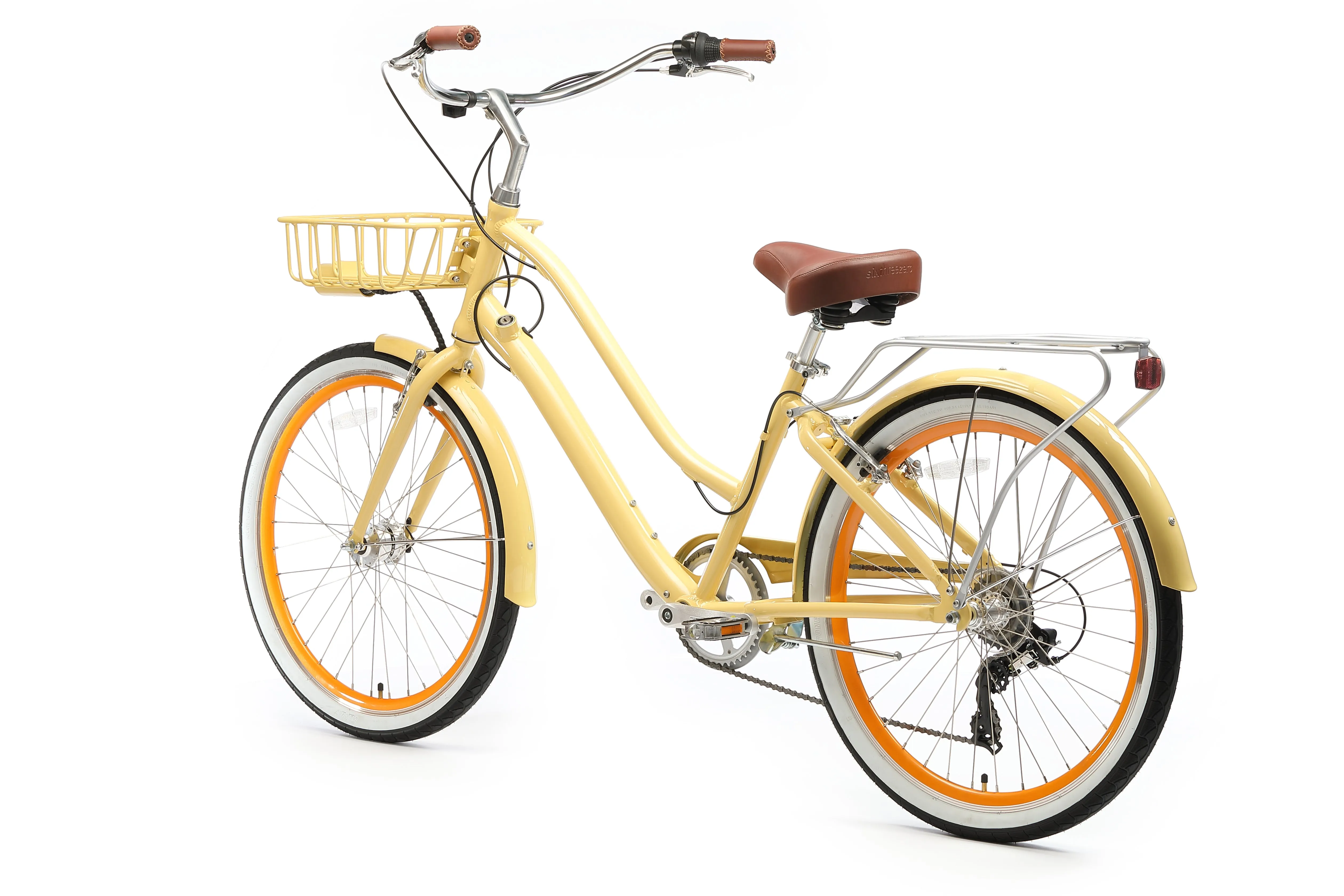 sixthreezero EVRYjourney Deluxe Women's 26" 7-Speed Touring Hybrid Bicycle w/ Integrated Lock, Basket, Light