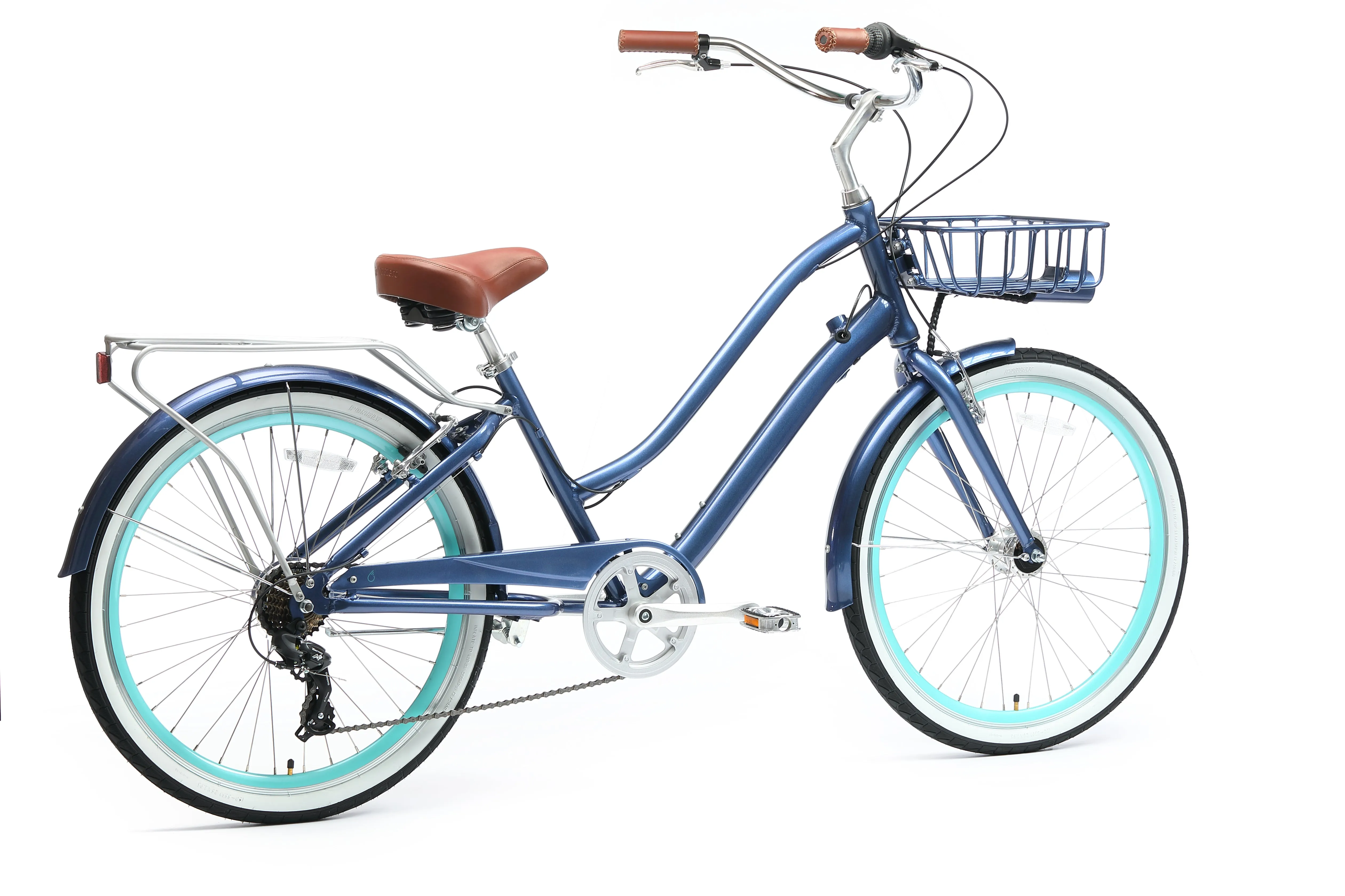 sixthreezero EVRYjourney Deluxe Women's 26" 7-Speed Touring Hybrid Bicycle w/ Integrated Lock, Basket, Light
