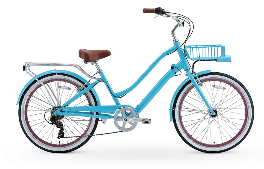 sixthreezero EVRYjourney Deluxe Women's 26" 7-Speed Touring Hybrid Bicycle w/ Integrated Lock, Basket, Light