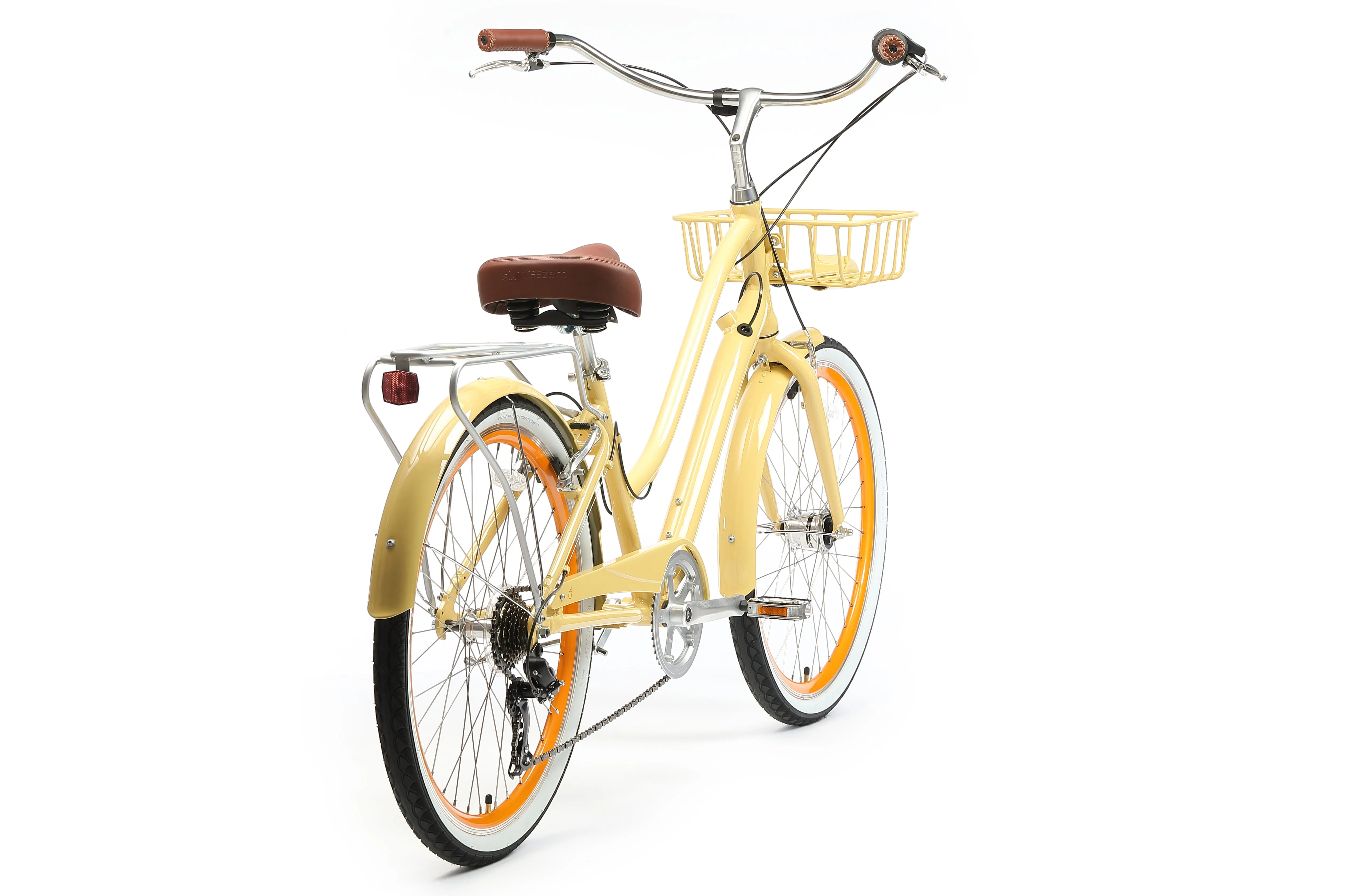 sixthreezero EVRYjourney Deluxe Women's 26" 7-Speed Touring Hybrid Bicycle w/ Integrated Lock, Basket, Light