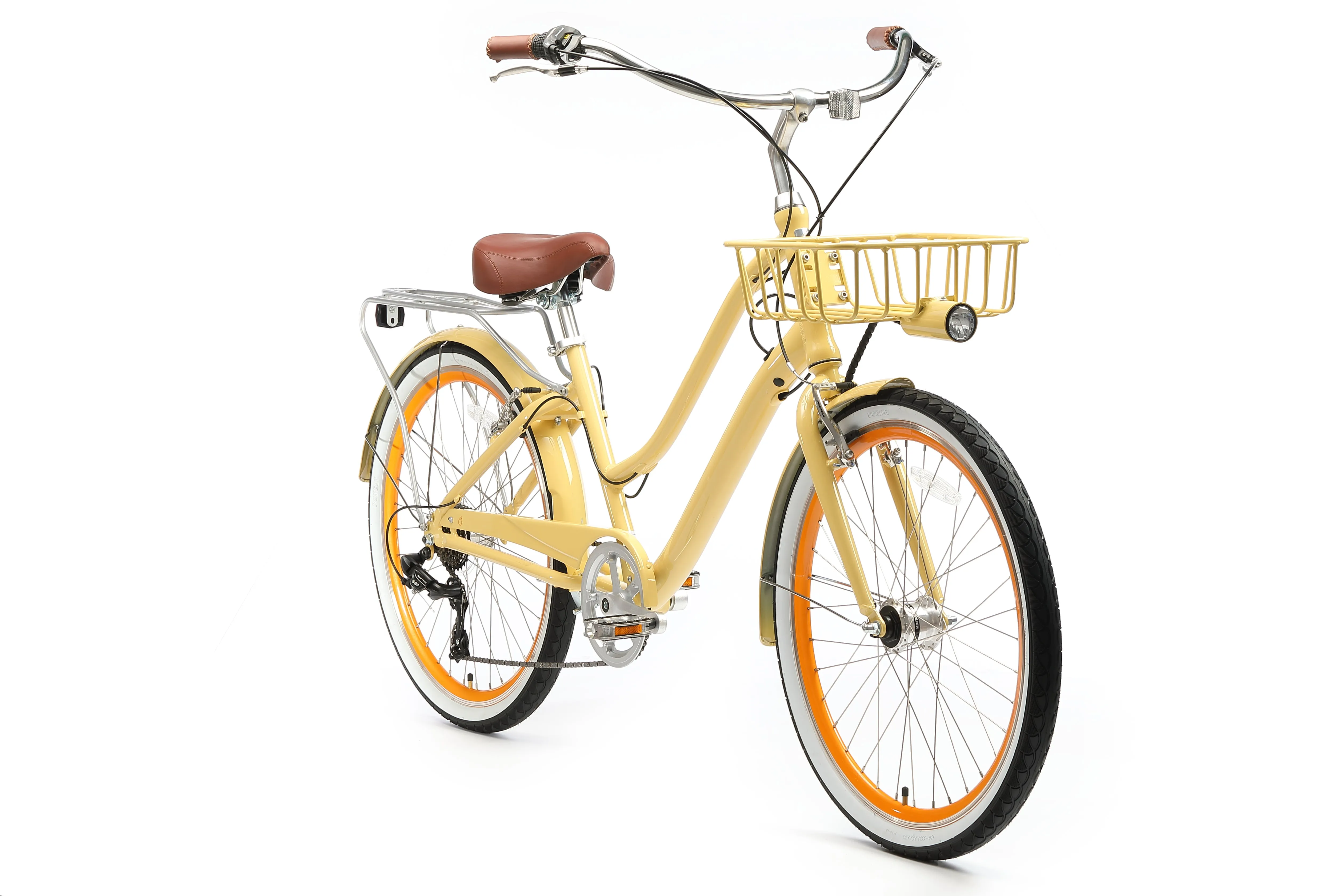 sixthreezero EVRYjourney Deluxe Women's 26" 7-Speed Touring Hybrid Bicycle w/ Integrated Lock, Basket, Light