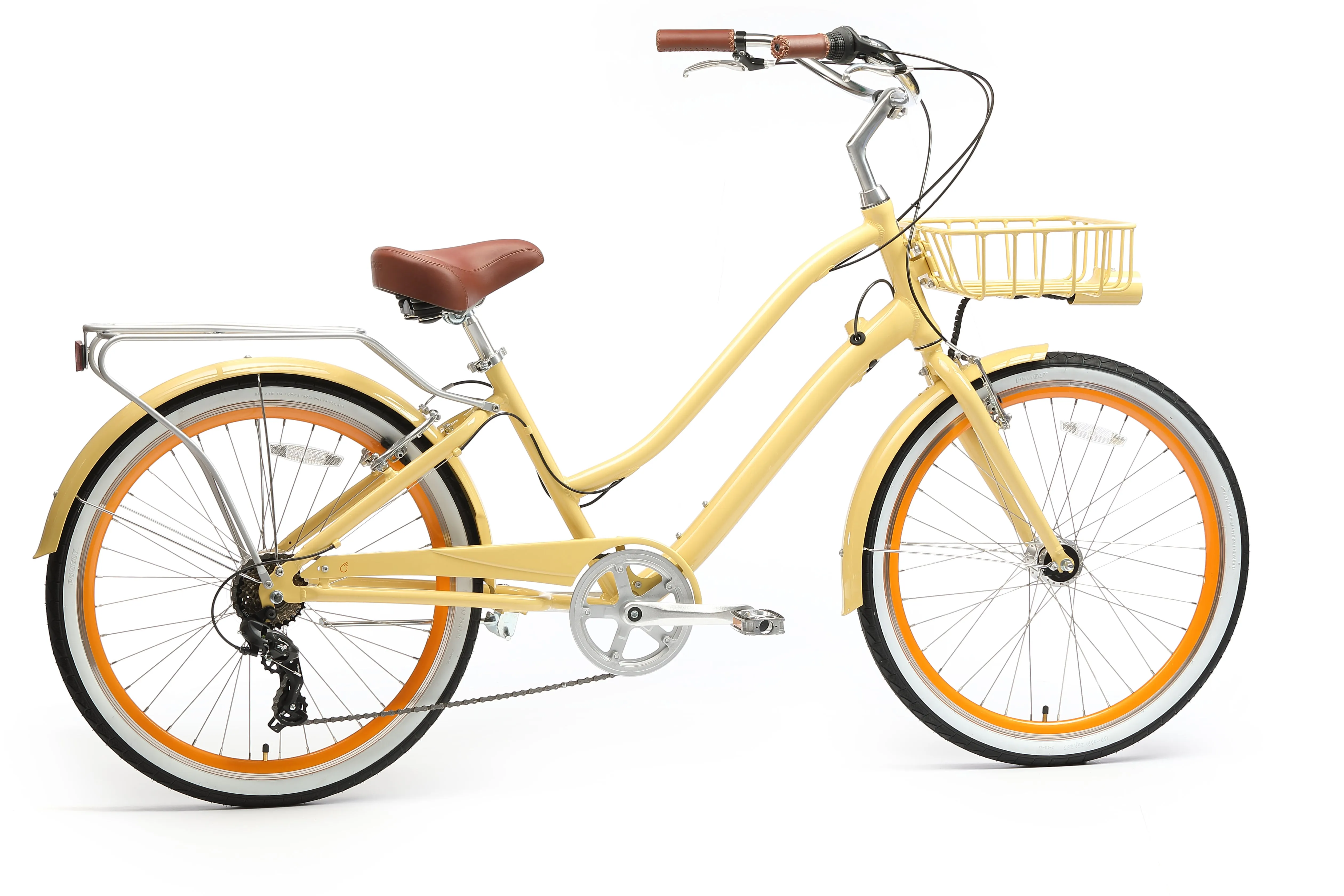 sixthreezero EVRYjourney Deluxe Women's 26" 7-Speed Touring Hybrid Bicycle w/ Integrated Lock, Basket, Light